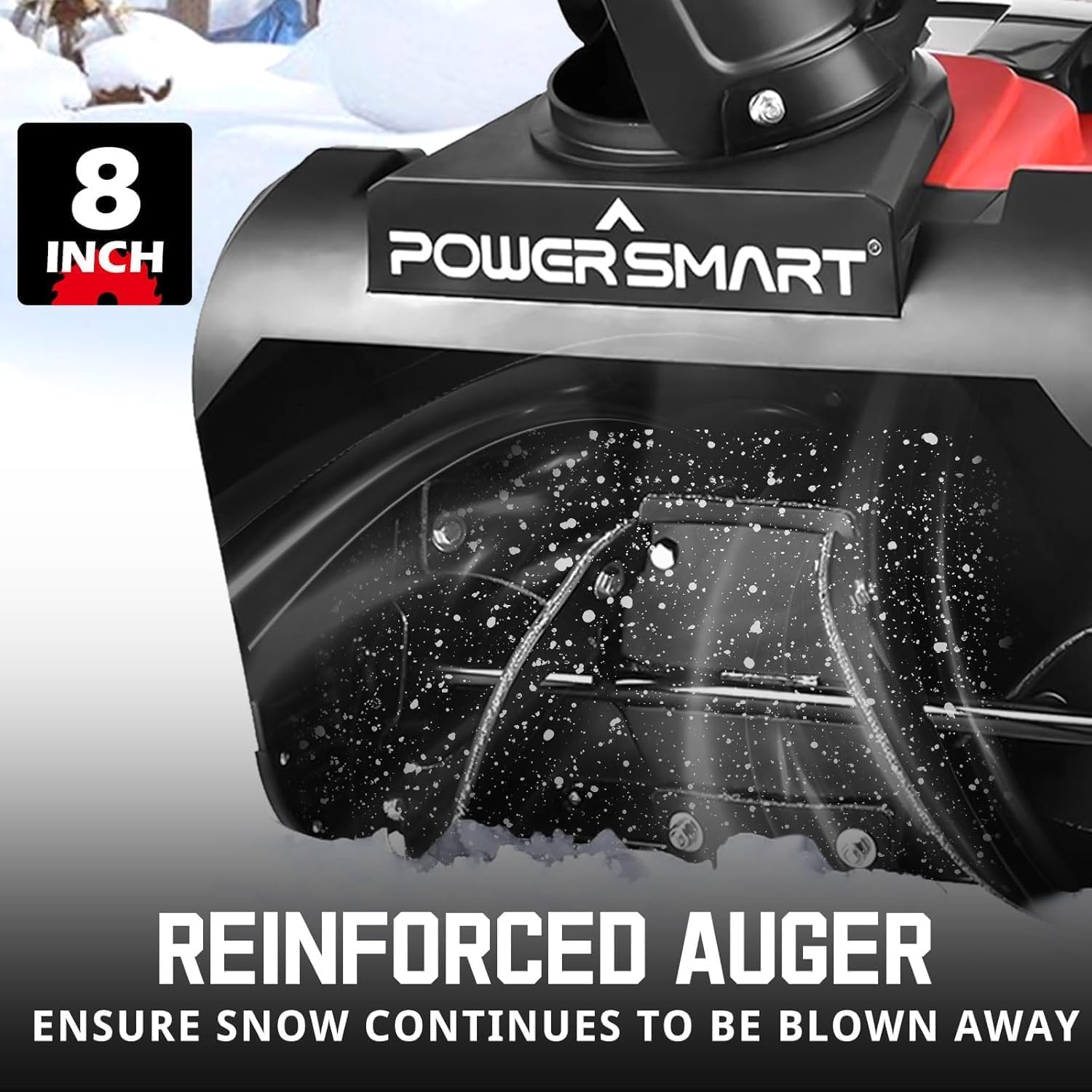 PowerSmart 21 Inch Electric Snow Blower - 15 Amp Motor, 2100 RPM, 30 Feet Snow Throwing Distance with LED Light - Corded Snow Blower for Driveway, Sidewalk & Home Use in Winter Storms
