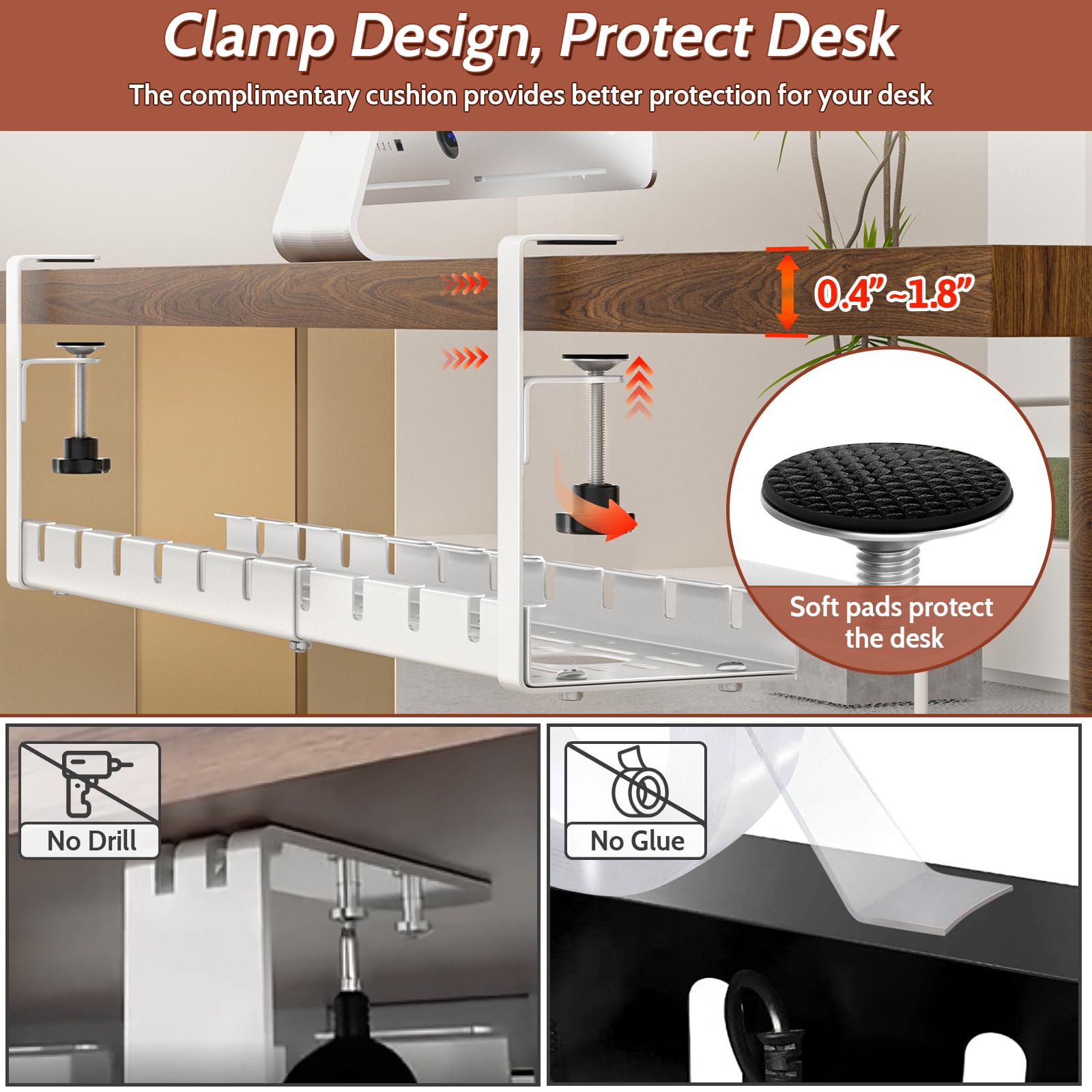 Shikha Under Desk Cable Management Tray - 15.7