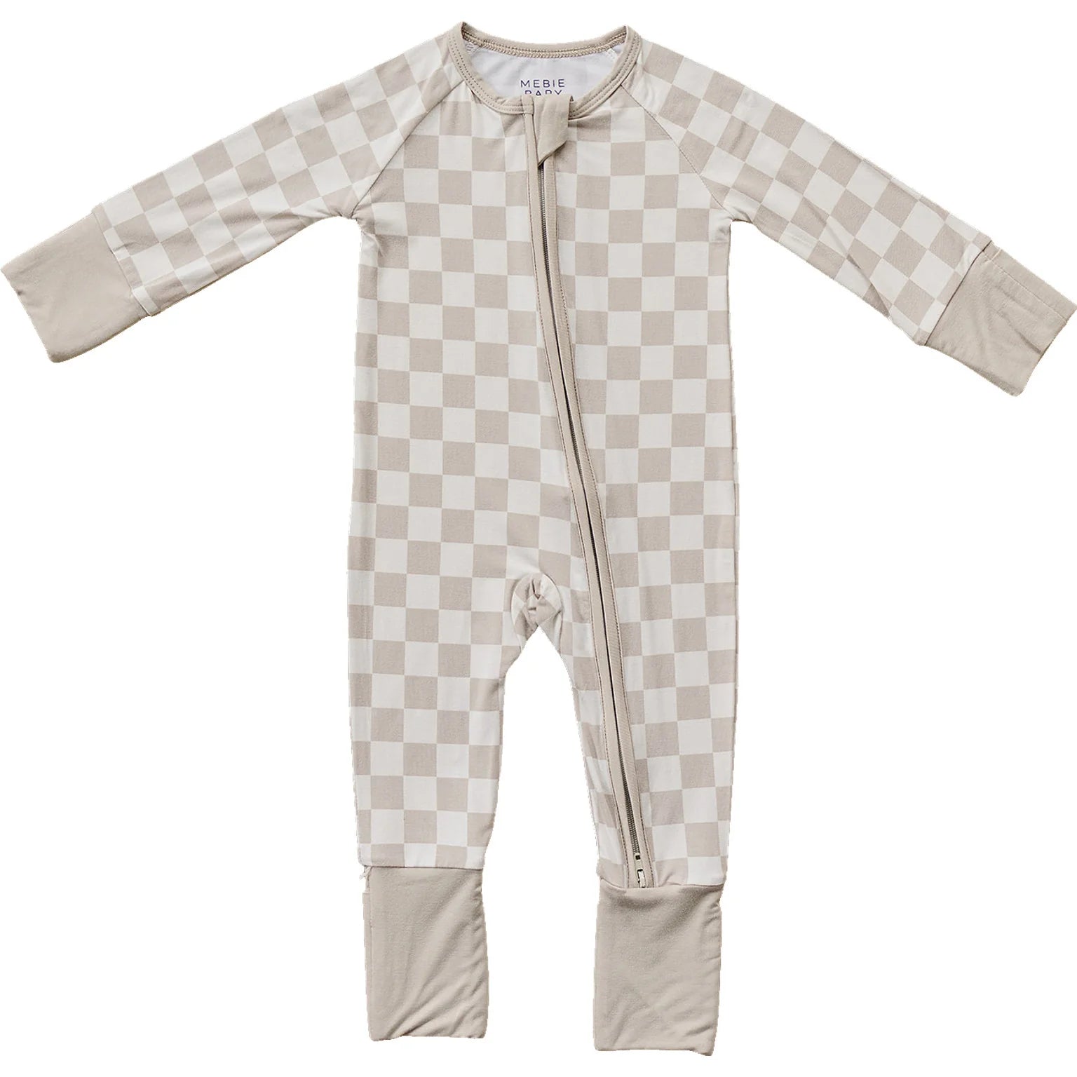 Soft Bamboo Zipper Pajama Set - Breathable Taupe Checkered Sleepwear for Women & Men - Perfect for Cozy Nights & Relaxing at Home
