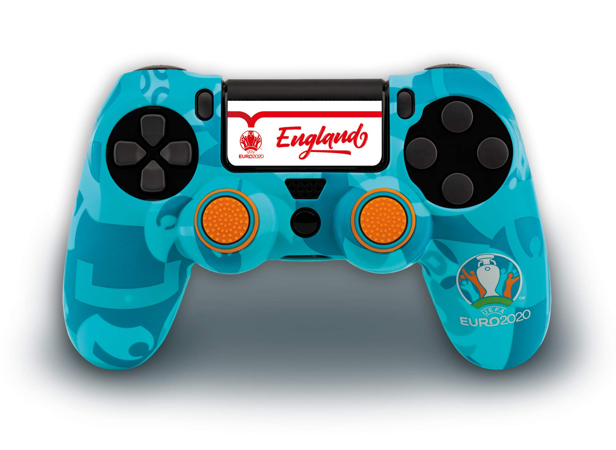 Qubick PS4 UEFA Euro 2020 Controller Skin - Blue Silicone Cover with Non-Slip Grip & Protective Function | Perfect for Gaming Tournaments & Long Play Sessions