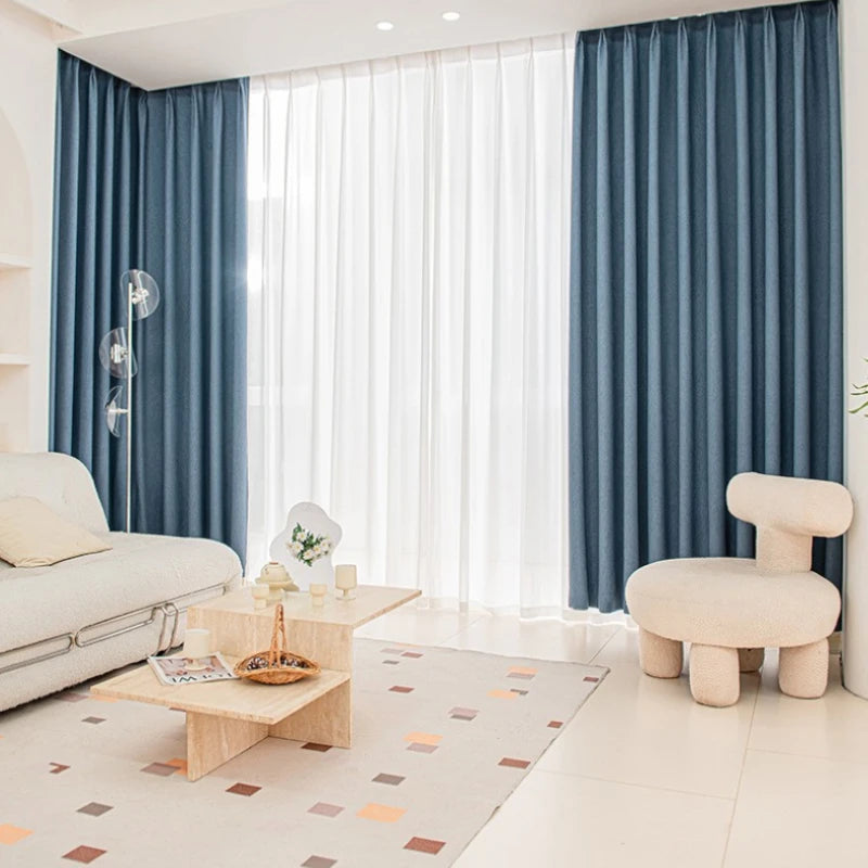 Agnes Textured Cotton Linen Blackout Curtains for Bedroom - Custom Size Thermal Insulated Drapes for Living Room & Nursery (96