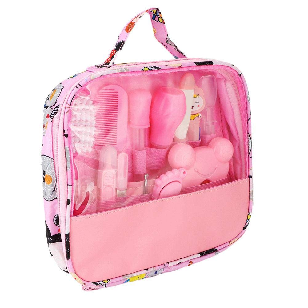 **13PCS Baby Nail Care Kit - Safe & Gentle Baby Nail Clippers, Scissors & Cleaning Tools for Newborns & Toddlers - Home & Travel Essentials (Pink)**    *(Use for trimming, filing, and cleaning baby nails safely at home or on-the-go!)*