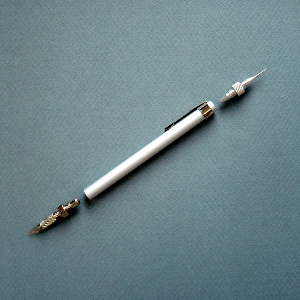 NT Cutter D-1000P Aluminum Art Knife Holder with Needlepoint & Burnishers - Precision Crafting Tool for Artists, DIY Projects, and Model Making