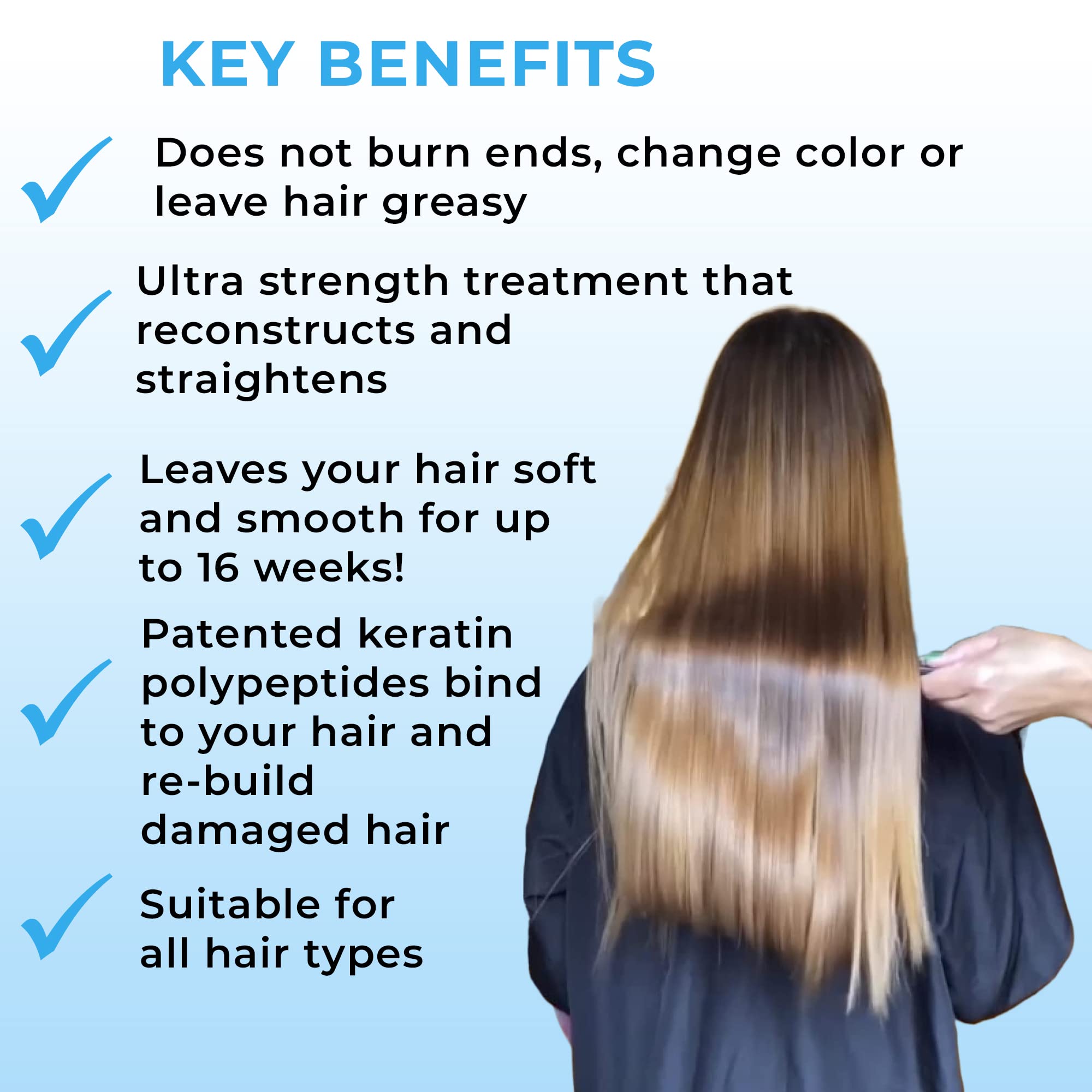 Formaldehyde Free Keratin Smoothing Hair Treatment - Professional Brazilian Complex Blowout Straightening for Silky Smooth & Frizz Free Hair - 33.8 Fl Oz - Perfect for Salon & Home Use, Great for Damaged, Curly, or Unruly Hair
