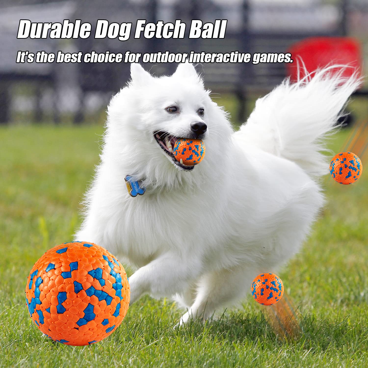 Indestructible Chew Proof Dog Balls for Aggressive Chewers - Durable Floating Bouncy Toy for Small & Medium Breed Dogs - Lightweight Odorless Puppy Chew Toys (4 Pack, 2.5