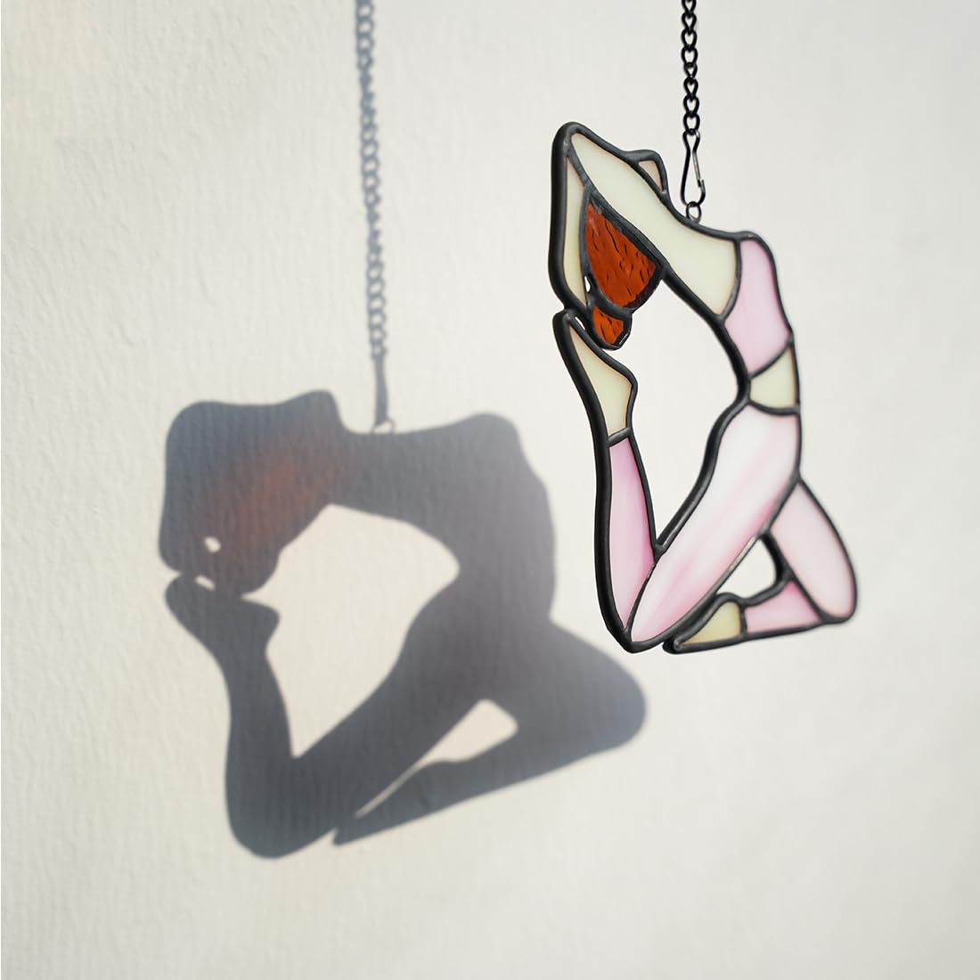 BOXCASA Handcrafted Stained Glass Suncatcher - Yoga Window Hanging Decor for Women, Perfect Yoga Lover Gift for Mom, Mother's Day, Birthday & Home Decoration | Ideal for Yoga Studios, Meditation Spaces & Mindful Home Decor