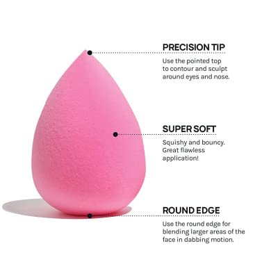 Wingage Makeup Sponge - Pink Beauty Blender for Flawless Foundation & Concealer - Pack of 1