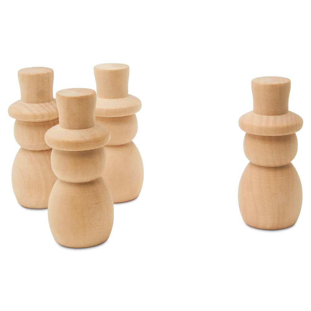 2-5/8 Inch Snowman Peg Dolls - Pack of 250 Unfinished Wooden Christmas Craft Dolls for DIY Nativity Scenes, Holiday Decorations & Winter Crafts | Perfect for Christmas Tree Ornaments, Gift Toppers & Kids Craft Projects by Woodpeckers