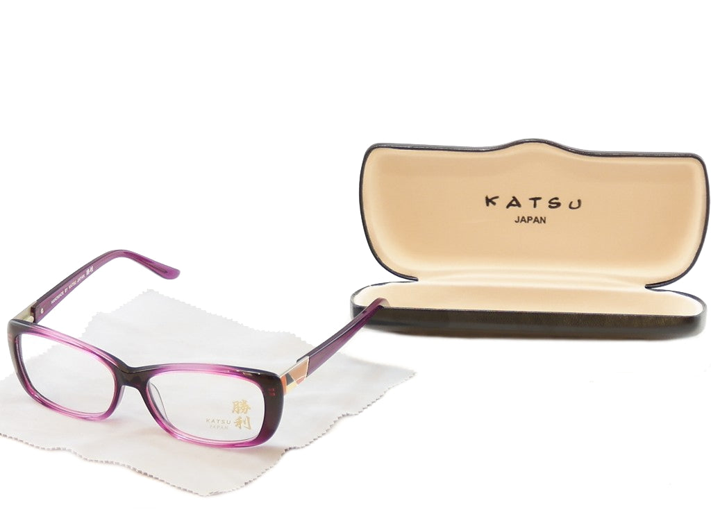 Katsu K8023 C2 Violet Plastic Eyeglasses Frame - Handmade in Japan - 54-15-135 Size - Perfect for Reading, Work & Fashion Accessories