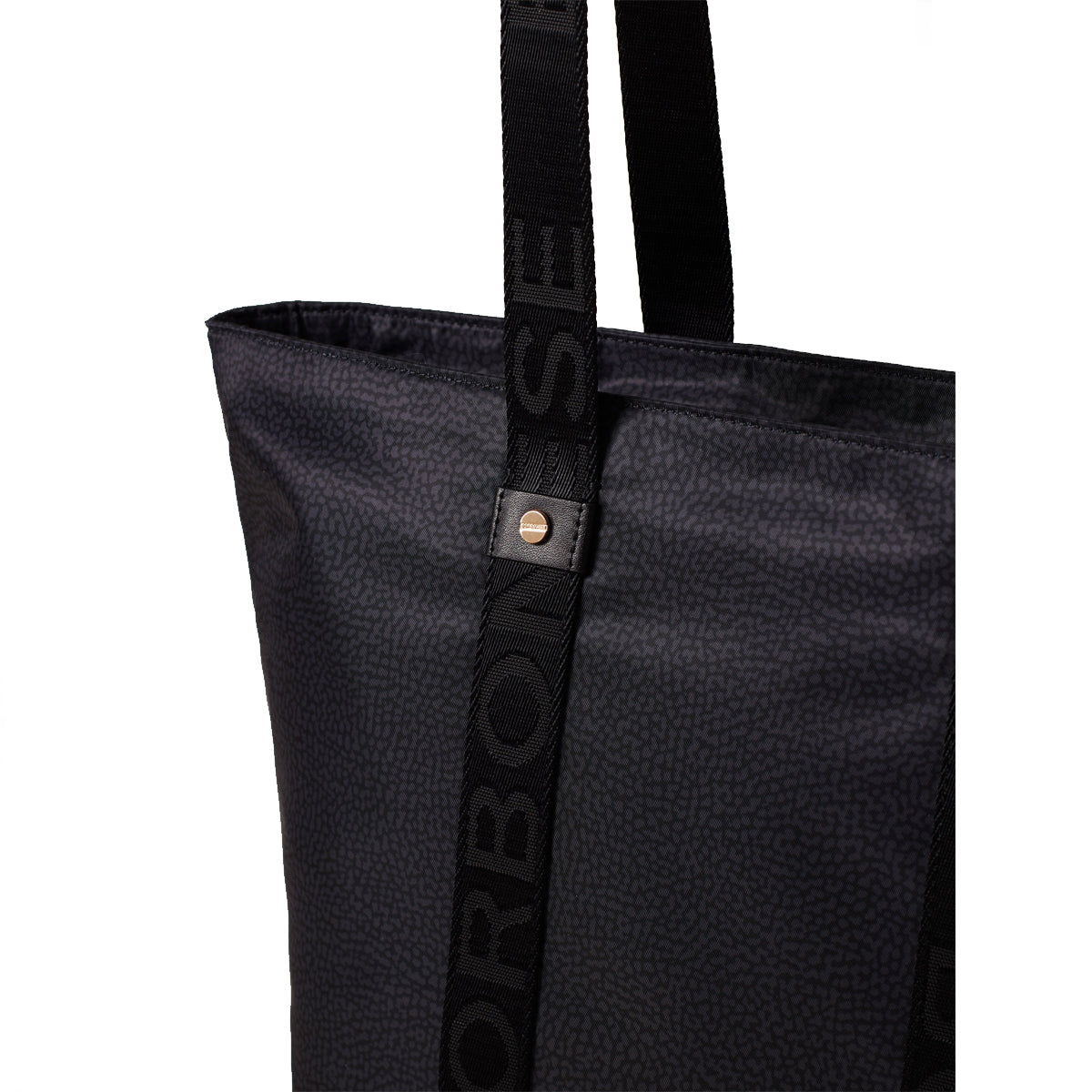 Borbonese Eco Line Medium Shopper Bag in Dark Black - Stylish & Sustainable Tote for Work, Travel & Everyday Use