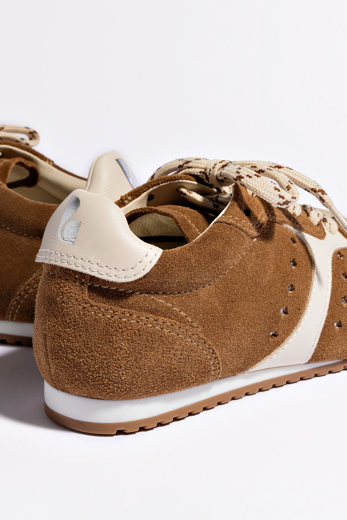 Stella Women's Sneakers in Russet Suede & Ivory Leather - Comfortable Casual Walking Shoes for Everyday Wear, Gym, and Travel