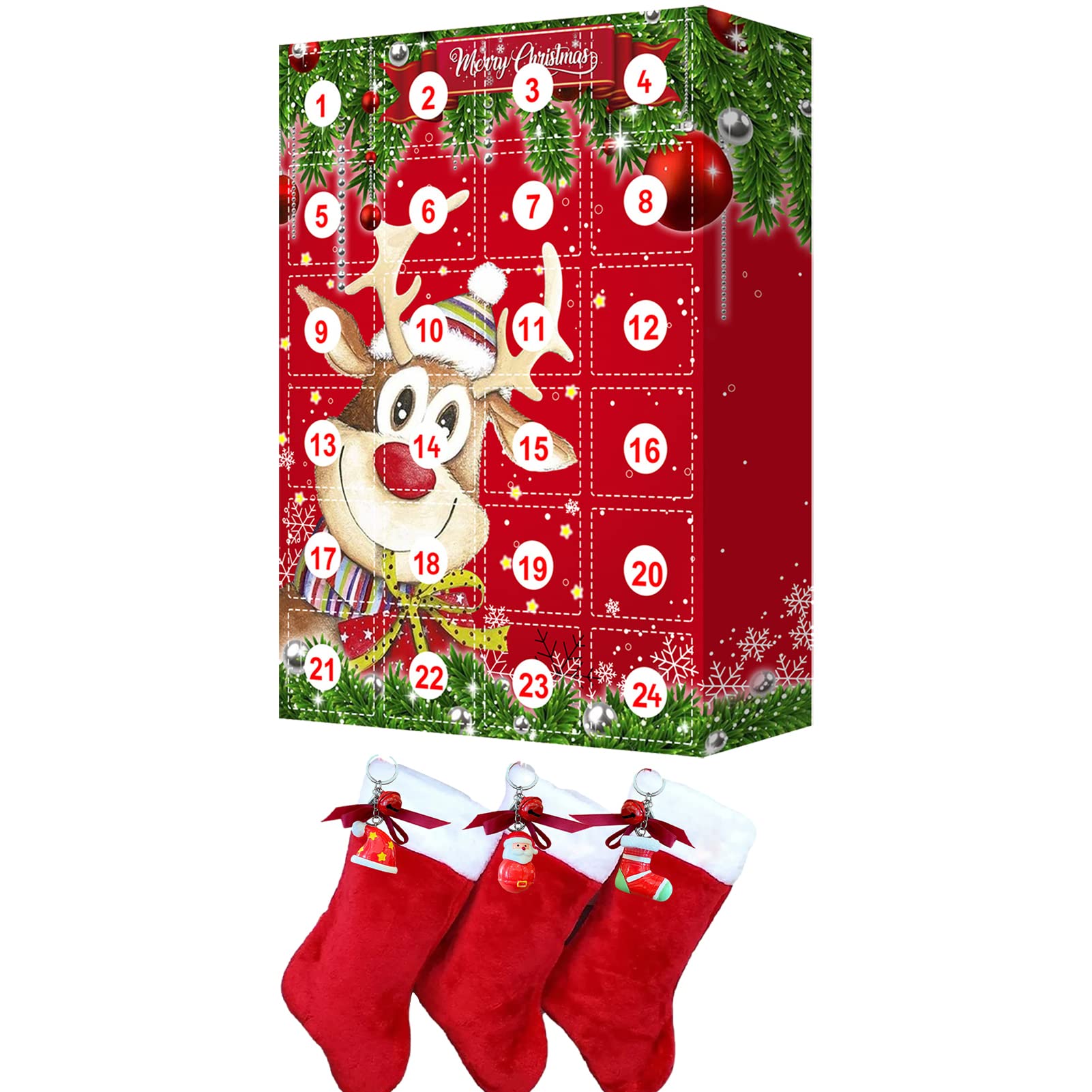 2 Pack Kids Advent Calendar with Charm Keychain Toys - Christmas Countdown Calendar for Children, Hanging Tree Ornaments & Holiday Gifts | Perfect for Christmas Decorations, Stocking Stuffers & Classroom Party Favors