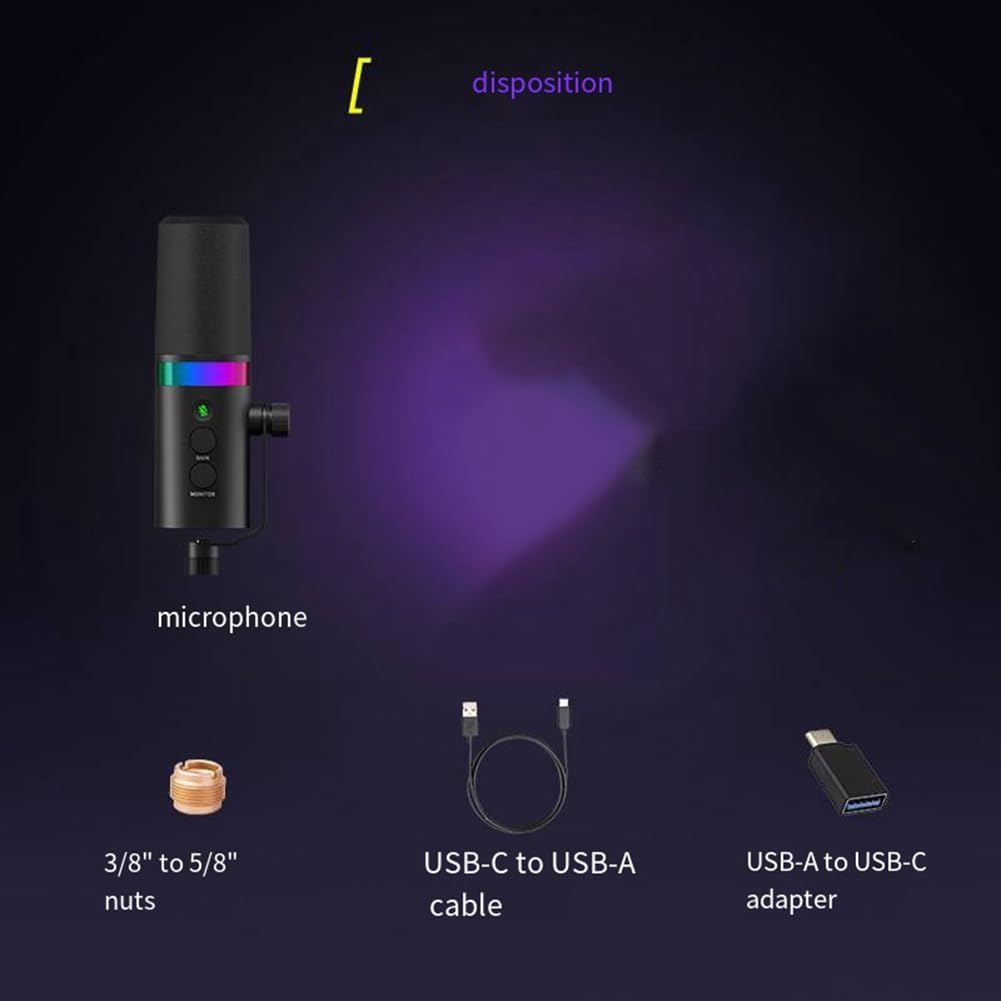 Tumuued RGB Gaming Microphone - USB/XLR Dual Mode Dynamic Mic with Noise Canceling for Streaming, Podcasting & Gaming (PC/PS5/Mac) - Perfect for Twitch, Discord & Professional Recordings