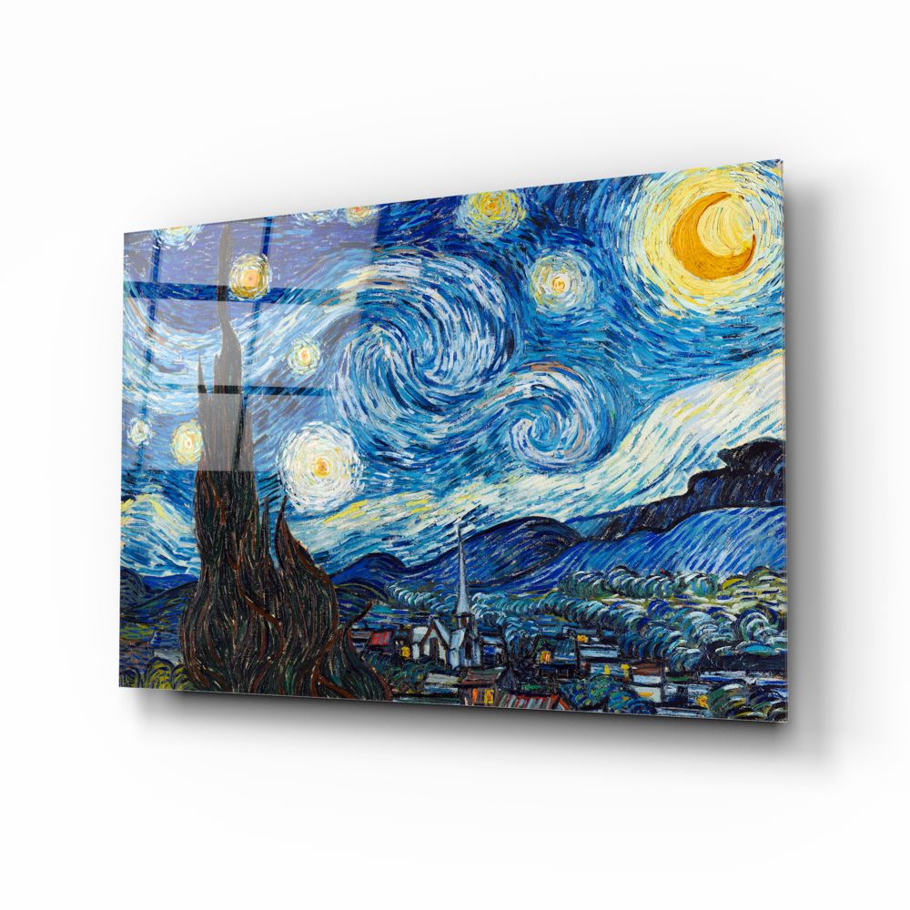 Van Gogh The Starry Night Canvas Wall Art - Handmade Oil Painting Reproduction for Home & Office Decor - Perfect for Living Room, Bedroom, or Gift