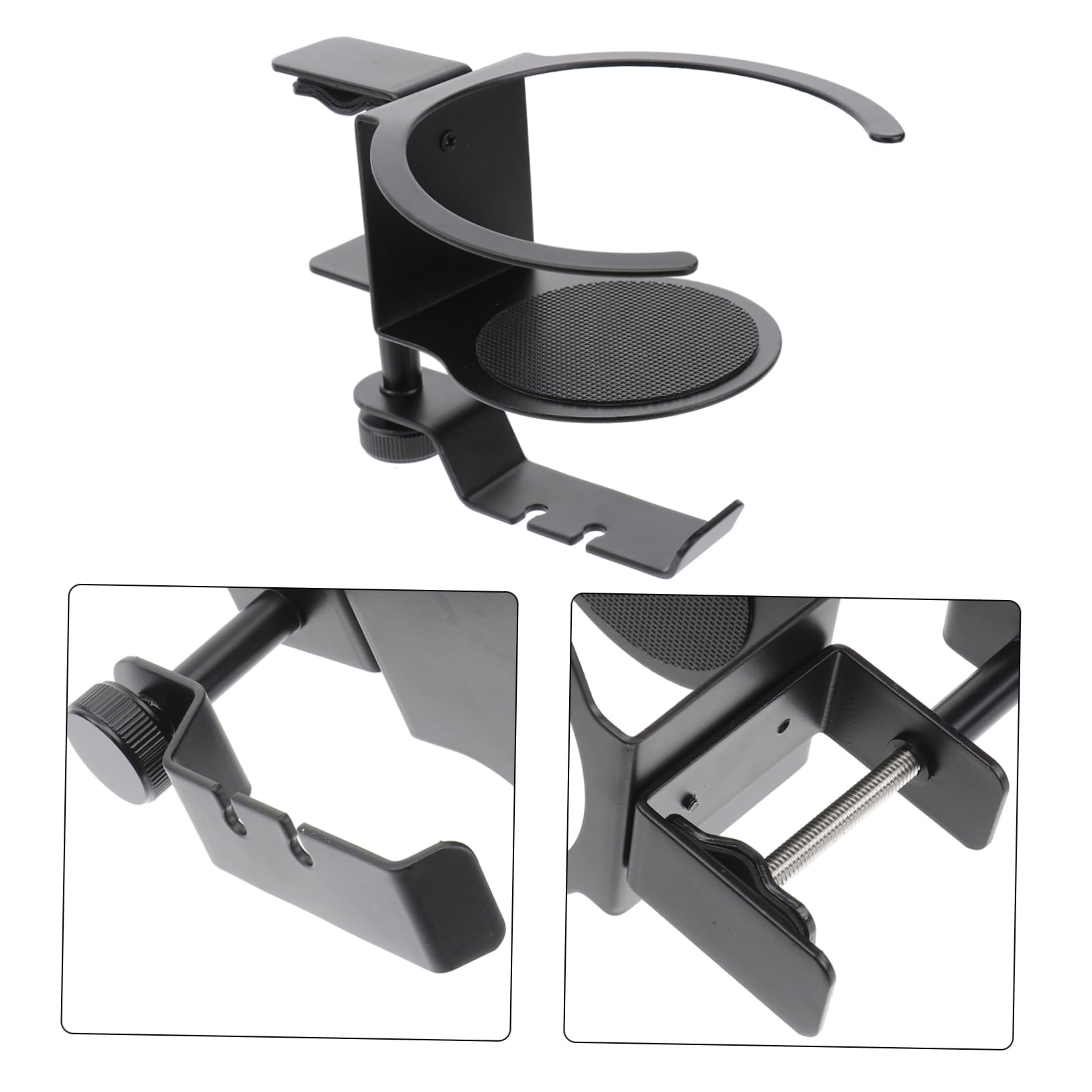 HEMOTON 5-Pack Headphone Stand with Drink Holder - 2-in-1 Desk Hook Organizer for Computer Headsets & Gaming Accessories - Perfect for Office, Gaming Setup & Home Workspace Organization