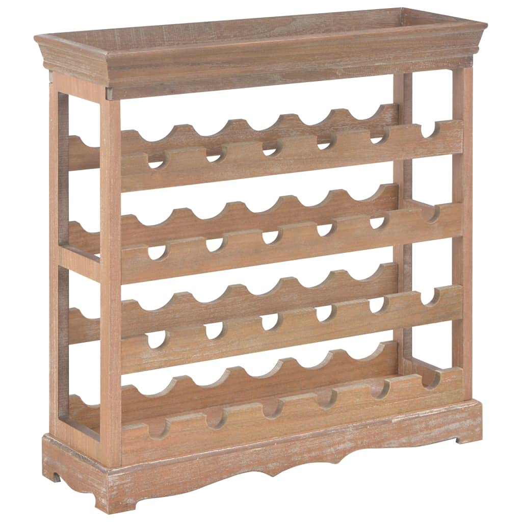 Modern Freestanding Floor Wine Rack - Large Capacity 12 Bottle Storage, Brown MDF Wine Cabinet 27.6