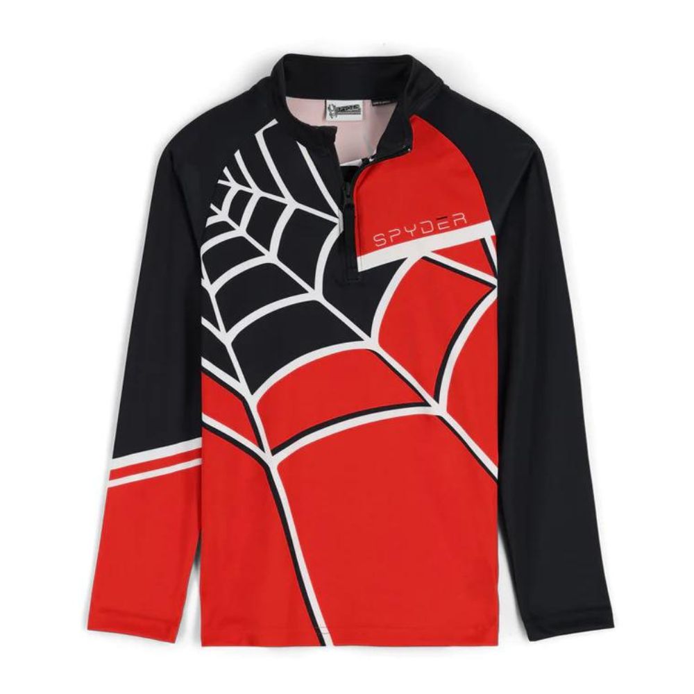 Spyder Big Boys Web Zipped Base Layer Top for Kids 14-16 Years - Warm Thermal Underwear for Winter Sports & Outdoor Activities