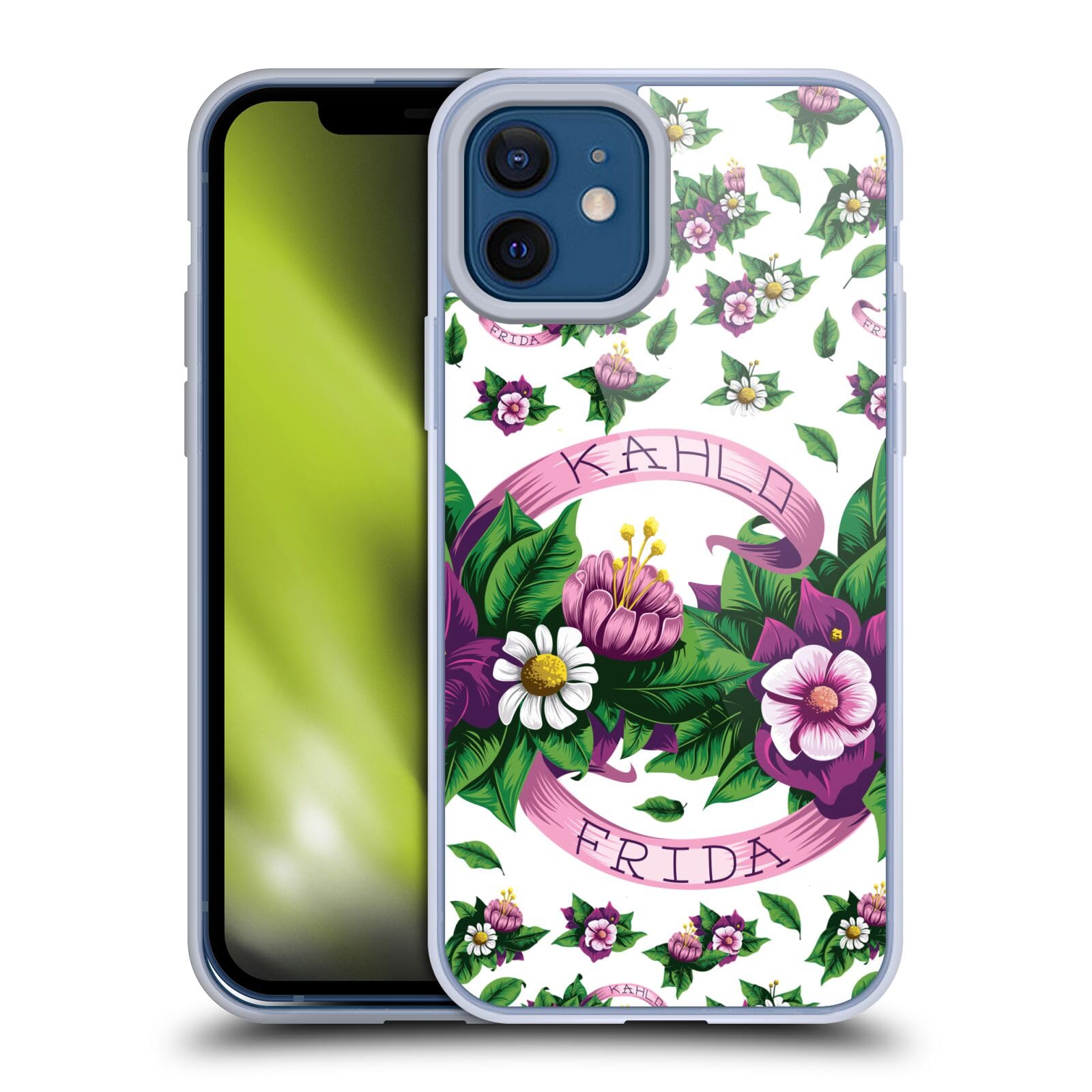 Official Frida Kahlo Purple Floral Soft Gel Case for iPhone 12/12 Pro - Artistic Phone Cover for Women, Trendy Gift Idea for Art Lovers & Frida Fans