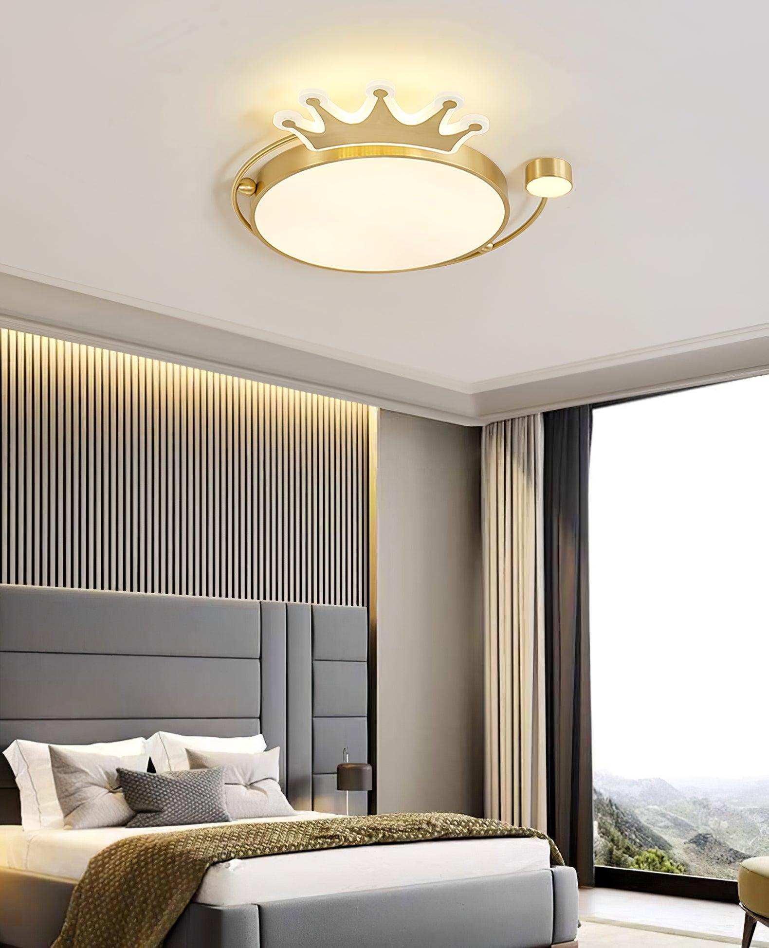 Elegant Crown Ceiling Light Fixture - Modern Crystal Chandelier for Dining Room, Bedroom & Living Room - Perfect for Home Decor & Wedding Events