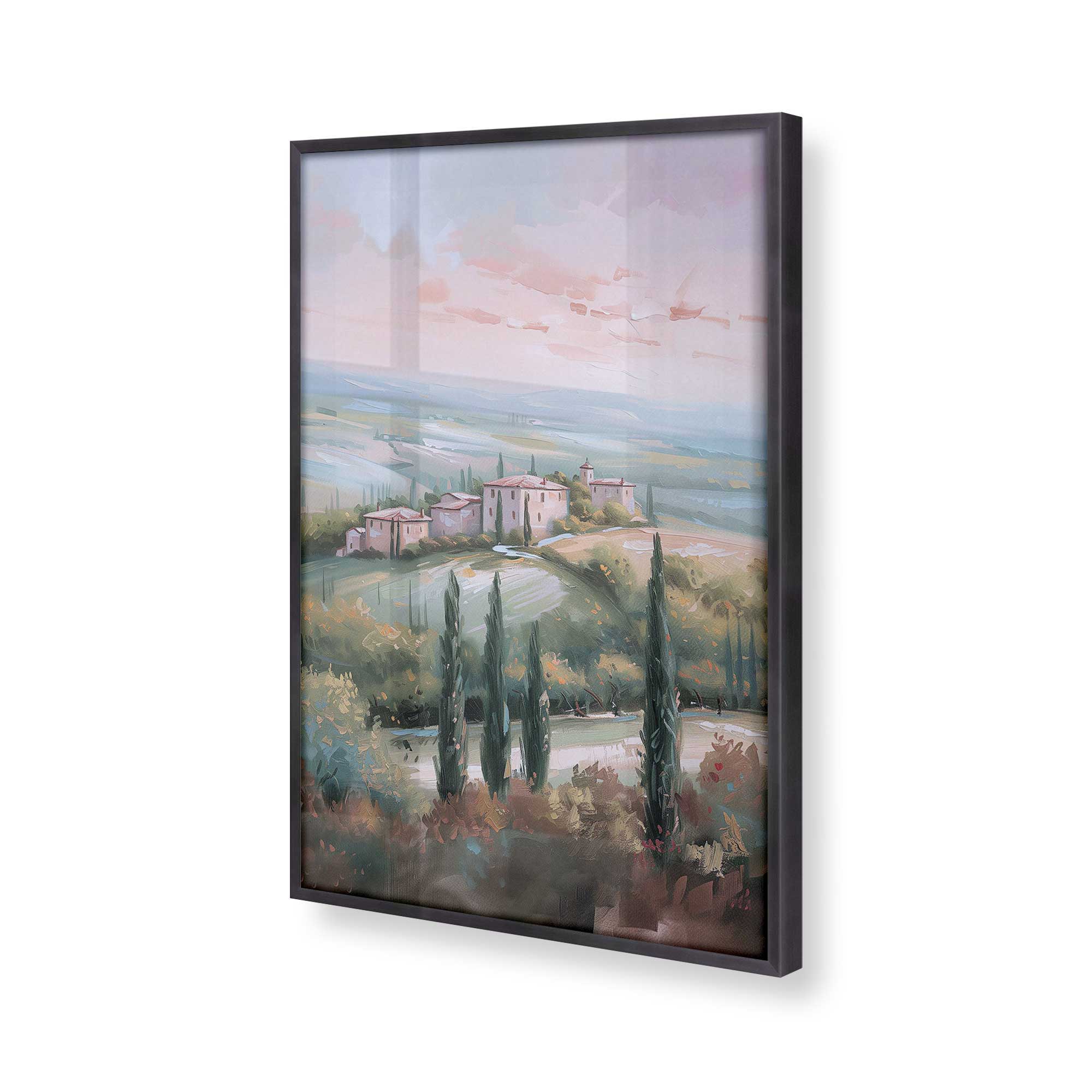 Tuscany Sunset Landscape Art Print - Dusk's Glow v1 Wall Decor for Living Room, Bedroom & Office