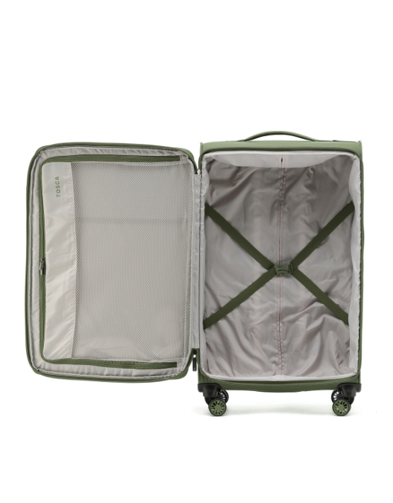 Tosca SO LITE New AIR5055 79cm Large Spinner Suitcase - Lightweight Expandable Travel Luggage with 360° Wheels for Business Trips & Vacations (Khaki)