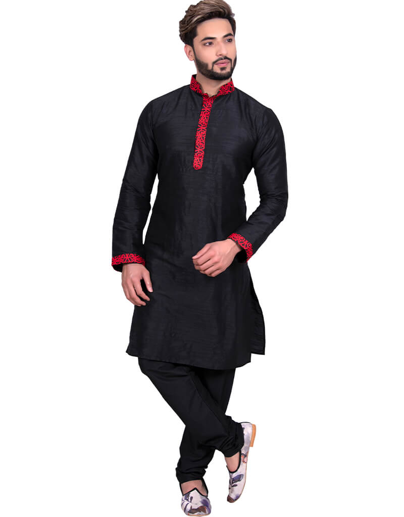 Elegant Black Kurta with Art Silk Chudidaar - Traditional Indian Ethnic Wear for Women - Perfect for Festivals, Weddings & Special Occasions
