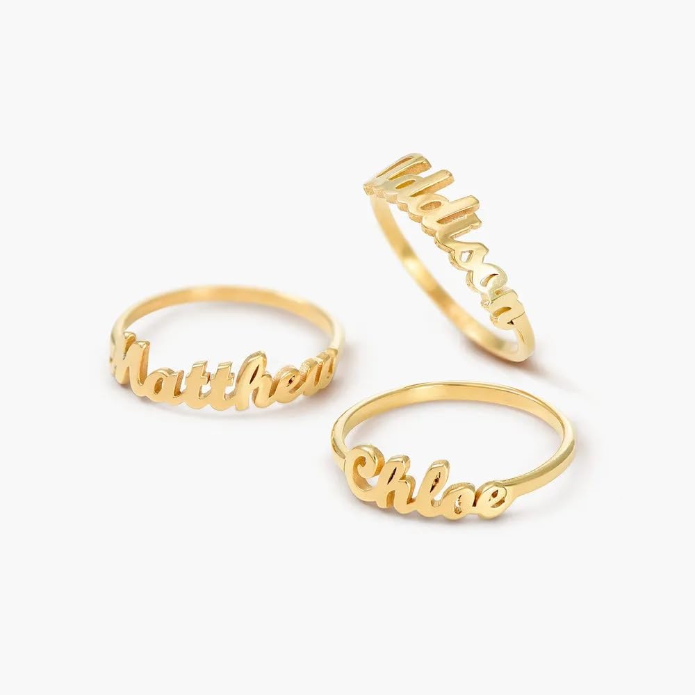 Oak & Luna Custom Name Rings - Personalized Couple Rings in Sterling Silver or Gold Plating - Engrave 1-3 Names - Unique Jewelry Gift for Women, Wife, Mom - Perfect for Anniversaries, Weddings & Valentine's Day