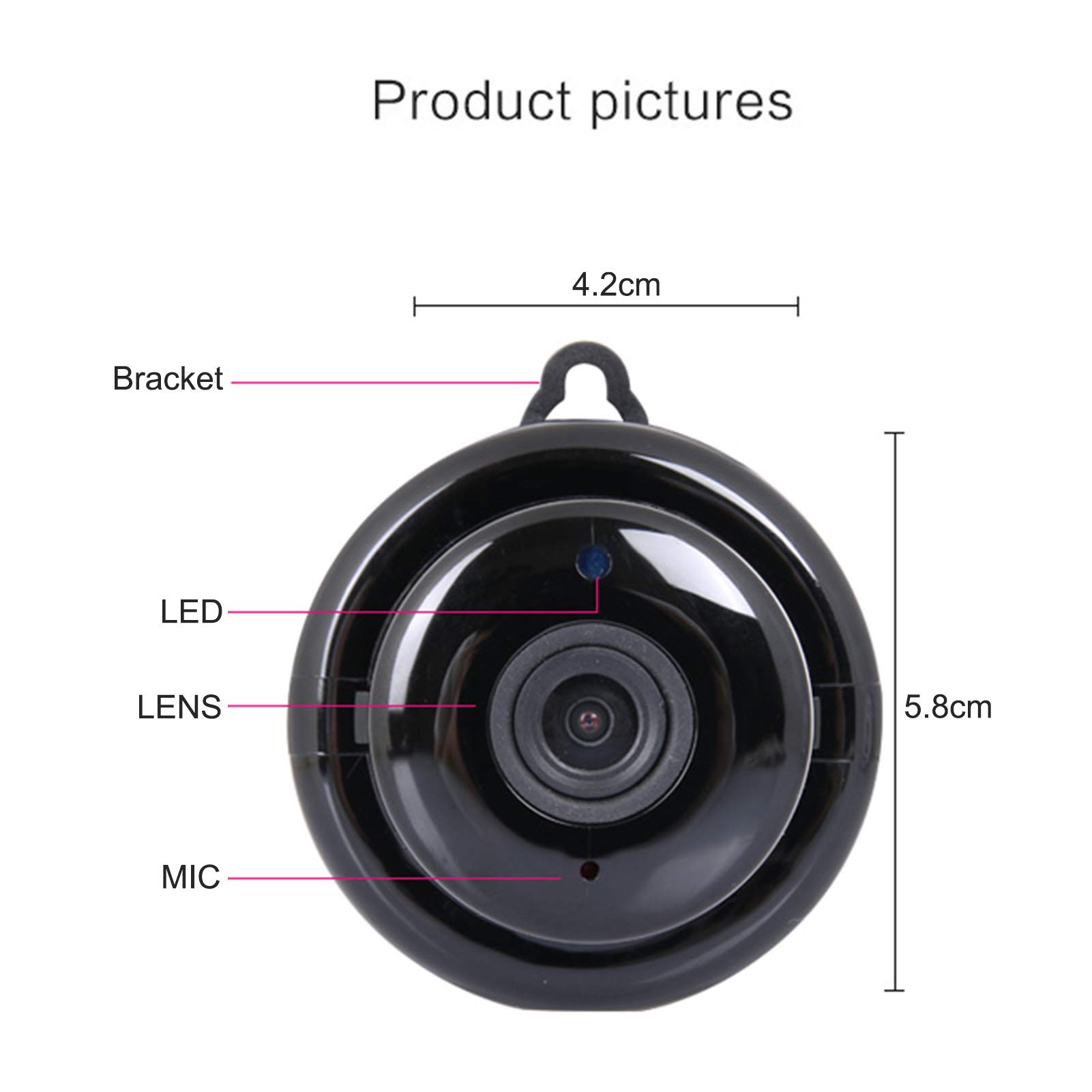 HUIOP Mini Security Camera - 1080P Full HD Wireless IP Camera with Night Vision & Motion Alarm for Indoor/Outdoor Home Surveillance - Perfect for Baby Monitoring, Pet Watching & Office Security