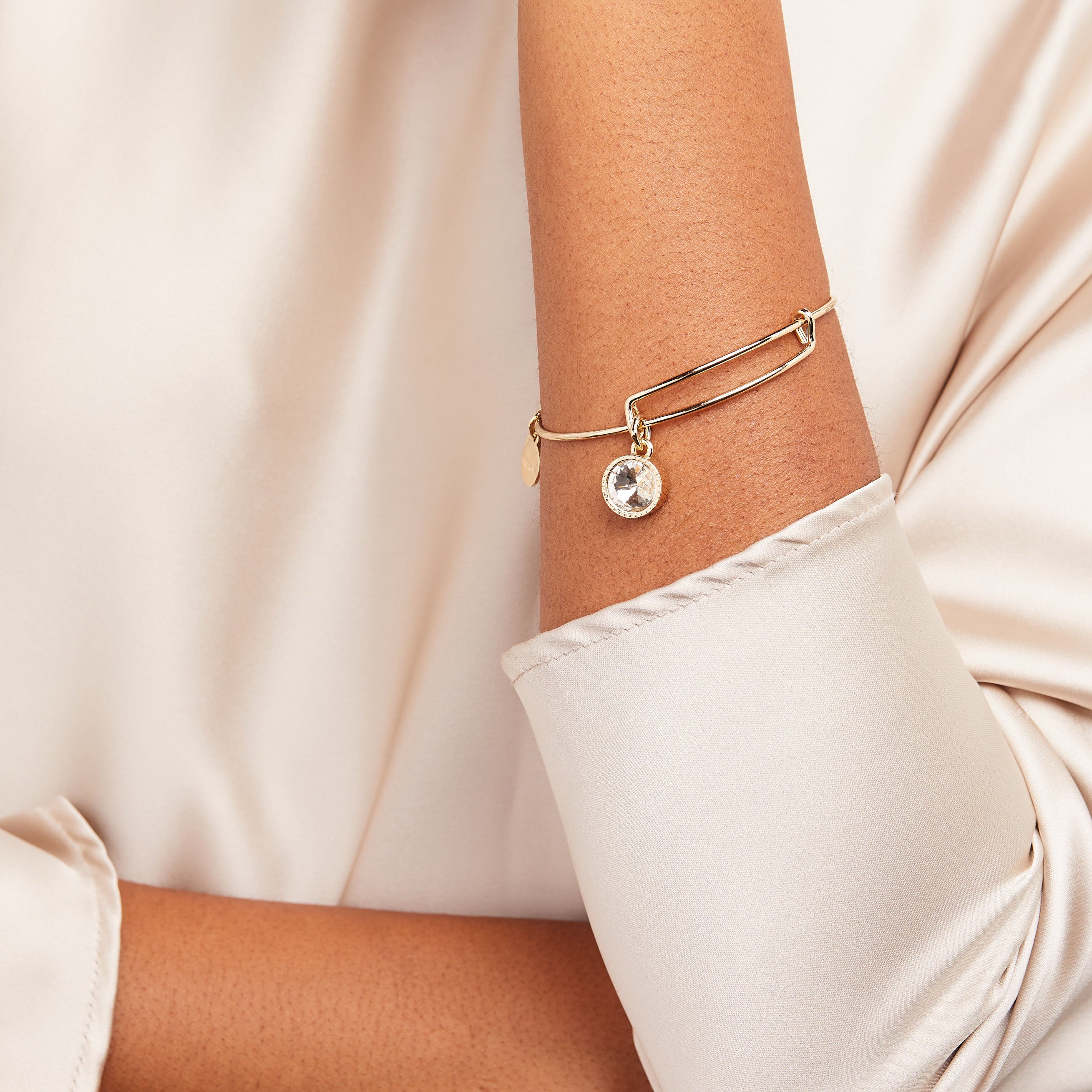 April Birthstone Bracelet - Clear Crystal Charm Bangle for Women, Girls | Perfect Gift for Birthday, Anniversary & Special Occasions | Elegant Jewelry for Everyday Wear & Formal Events