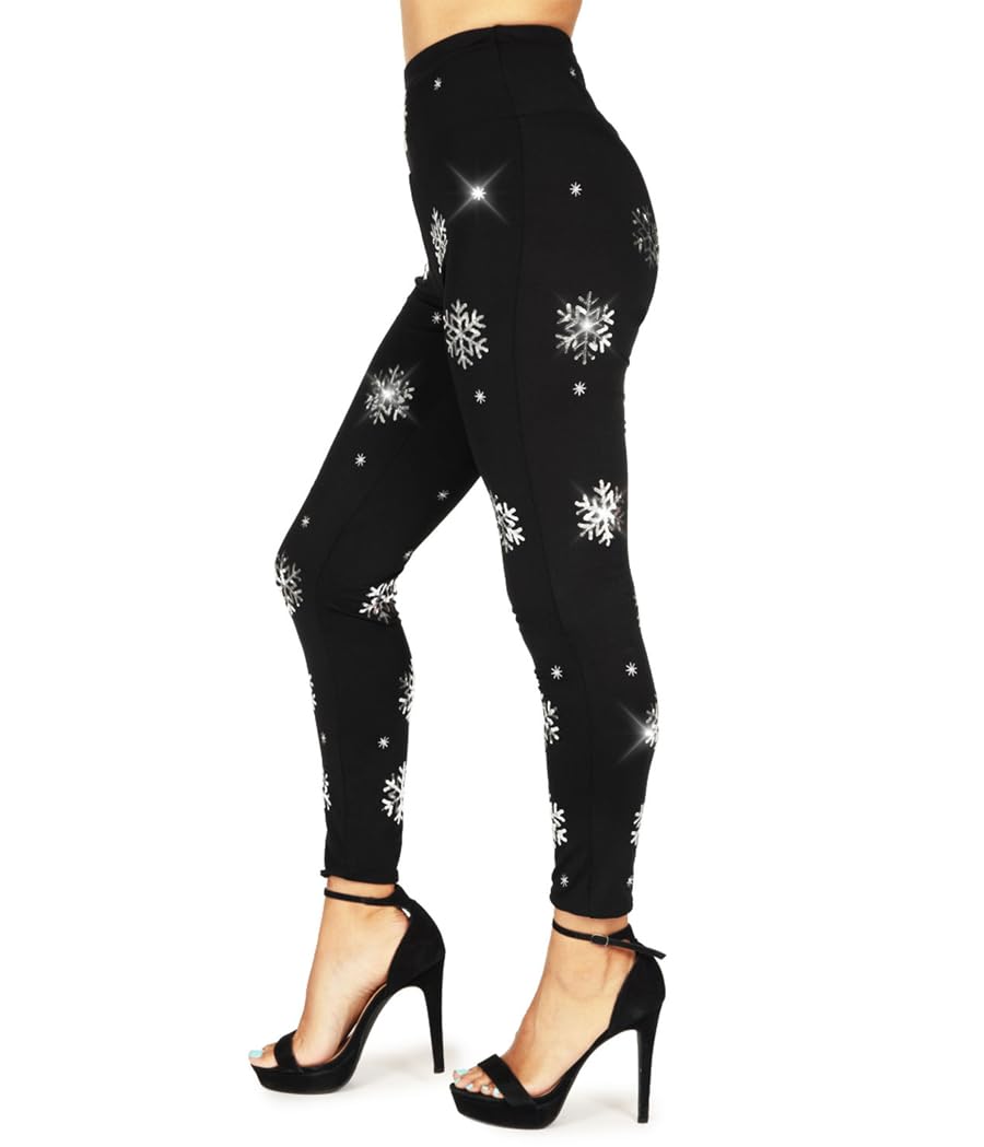 Sparkly Sequin Leggings for Women - Glam Holiday Party Pants & Festive Night Out Outfit | Tipsy Elves Shiny Leggings for Christmas, New Year's & Special Occasions