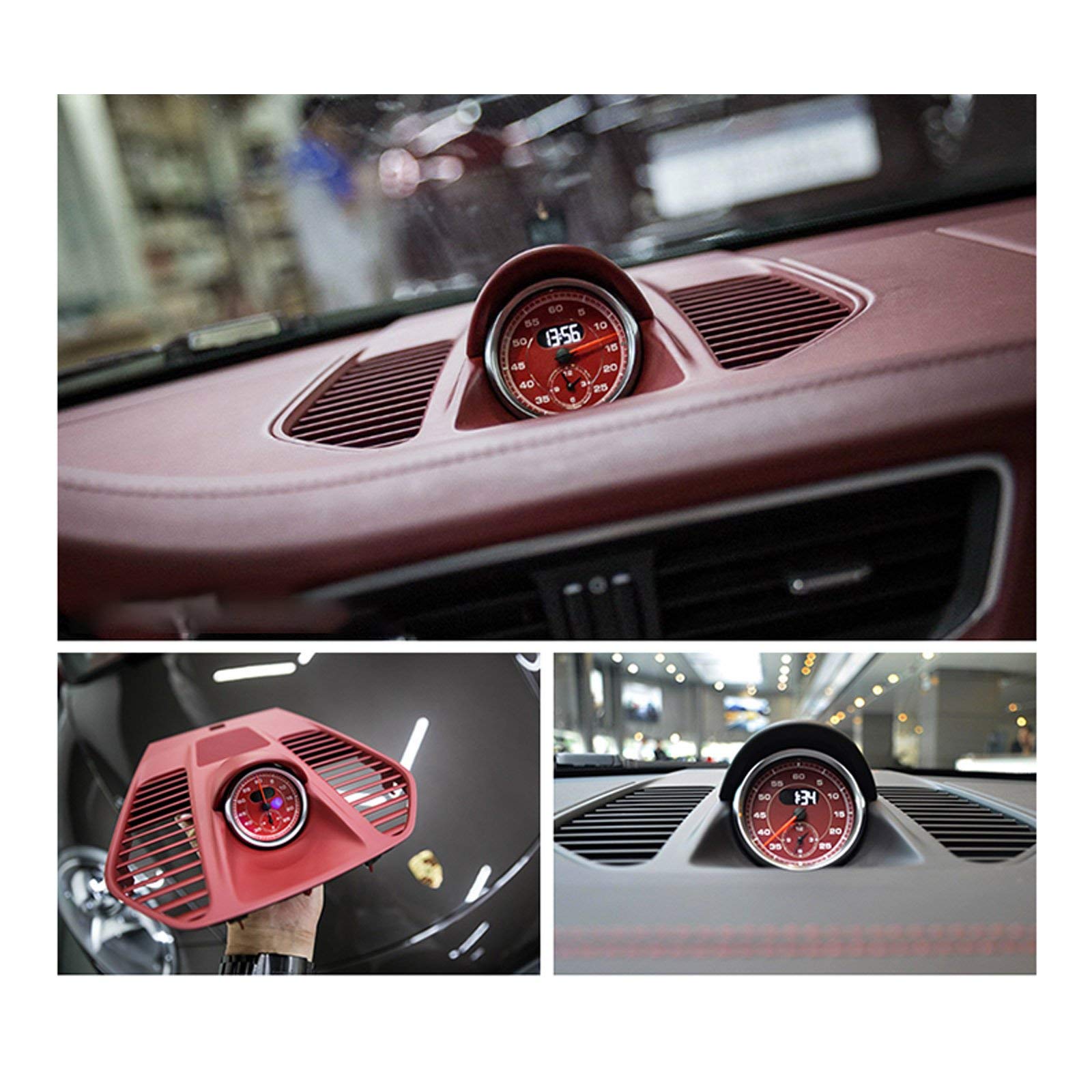 Xotic Tech Dial Gauge Face Chrono Overlay Guard Replacement Cover - Compatible with Porsche 911, Cayenne, Panamera, Boxster, Cayman, Macan (Red) | Premium Dashboard Upgrade for Racing & Daily Driving