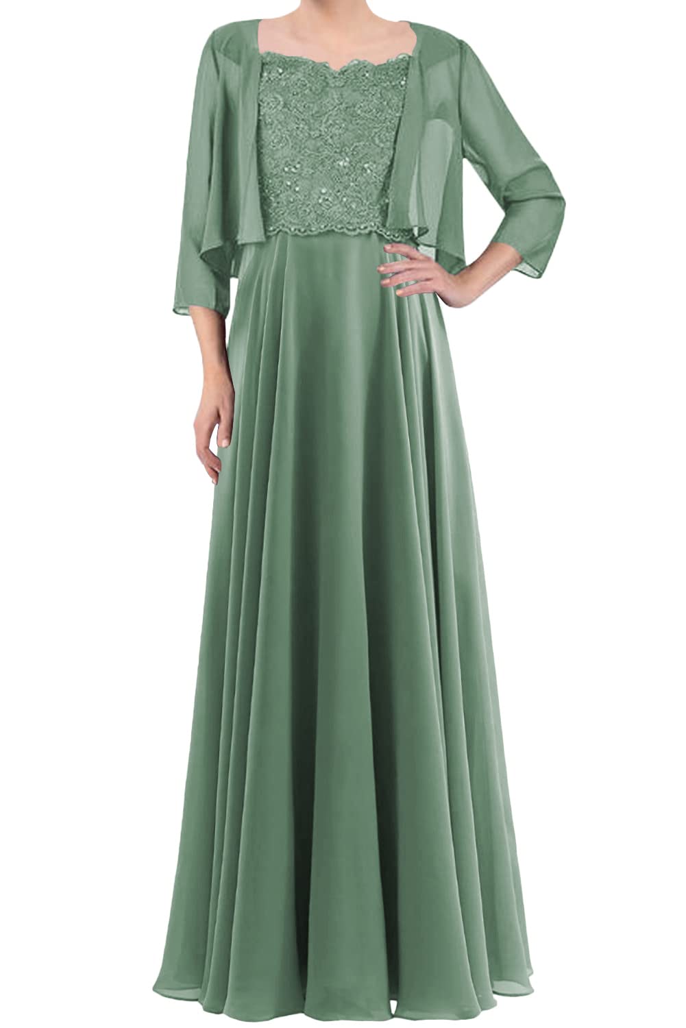 Elegant Mother of The Bride Dresses with Lace Jacket - Long Formal Evening Gowns for Wedding Guests - Perfect for Church Ceremonies, Reception Parties & Special Occasions
