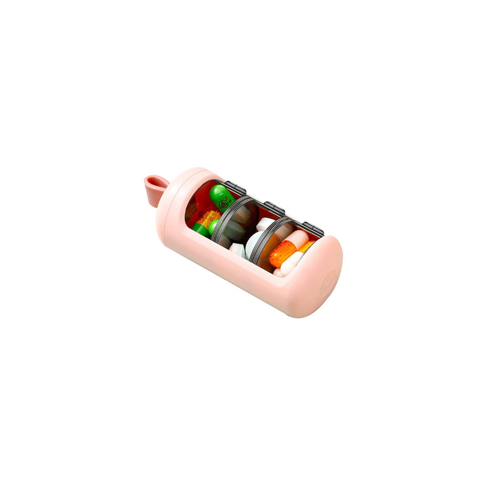 DIWANG 3-Compartment Portable Pill Organizer - Travel Medicine Case with Slide Cover, Compact & Sealed Plastic Pill Box for Daily Use, Perfect for Home, Office, and Travel (Pink)