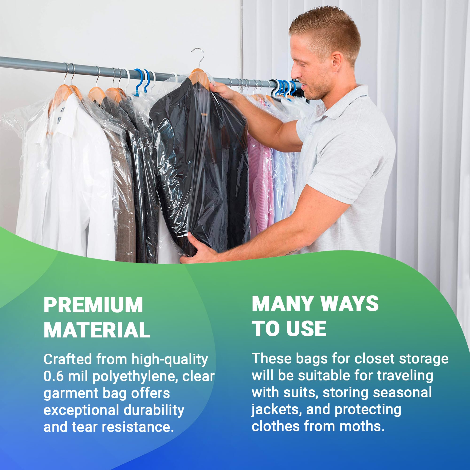 466 Clear Plastic Garment Bags for Hanging Clothes - 21