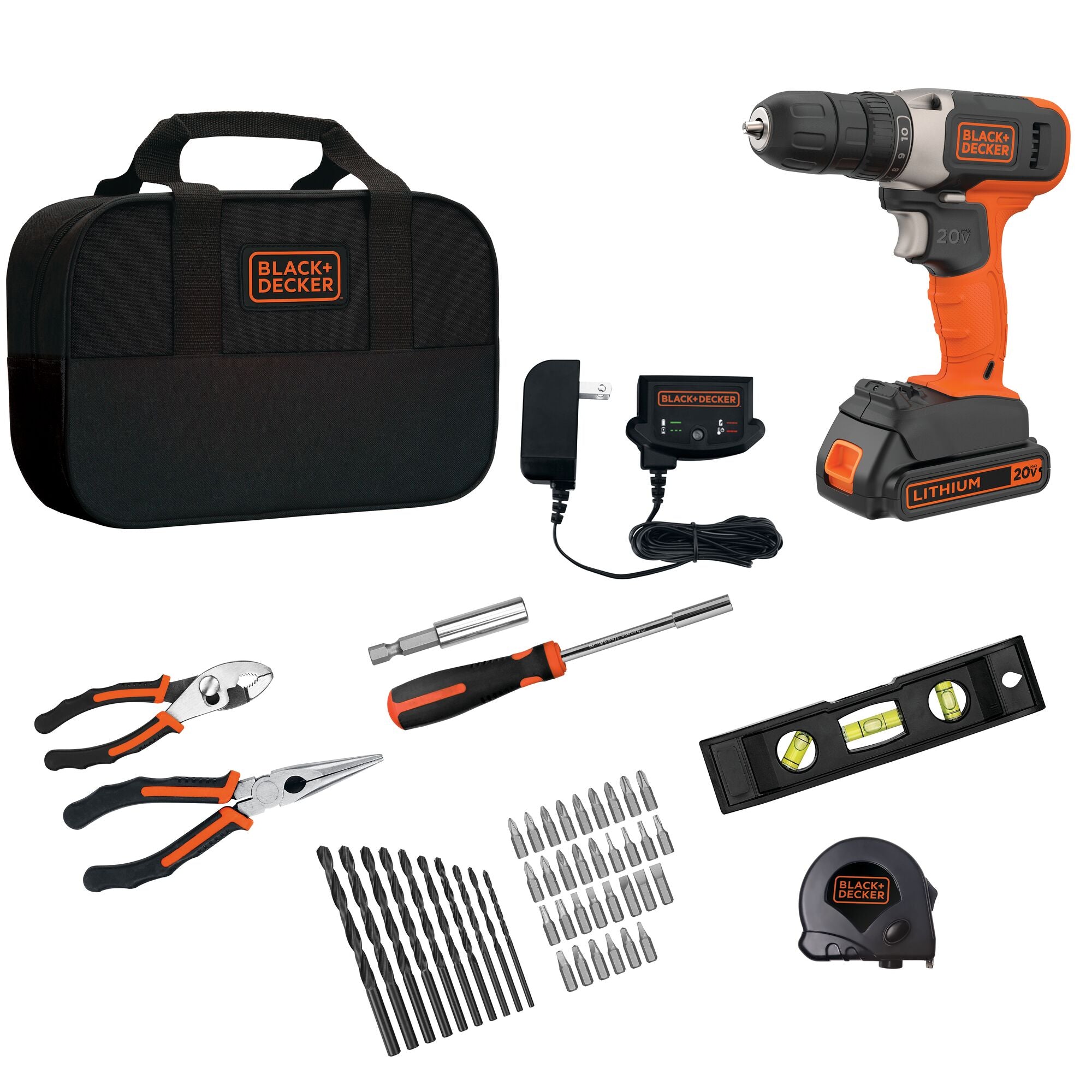 20V MAX Cordless Drill with 49-Piece Accessory Kit - Powerful Lithium-Ion Battery, Lightweight & Compact for DIY Home Projects, Woodworking, Furniture Assembly, and Renovations