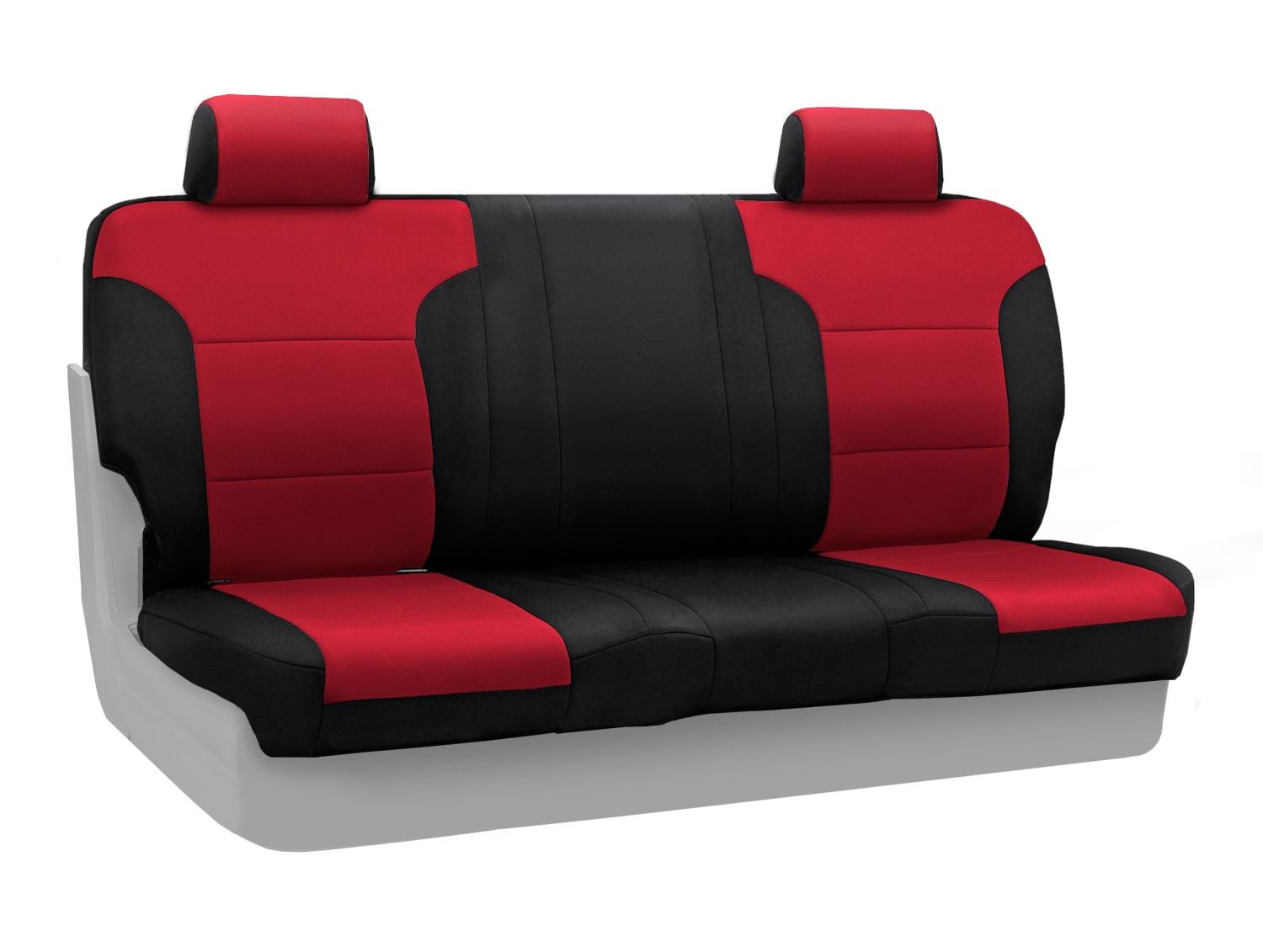 Coverking Custom Fit Rear 50/50 Split Bench Seat Cover for Fiat 500 - Neosupreme Fabric (Red/Black) | Durable Protection & Style Upgrade for Cars, Trucks & SUVs | Perfect for Daily Commute, Road Trips & Pet Transport