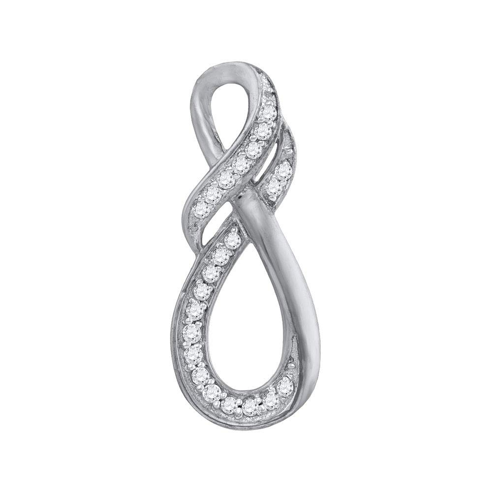 10K White Gold Women's Round Diamond Twist Fashion Pendant Necklace - 1/10 CTTW, Elegant Gift for Anniversary, Birthday & Valentine's Day