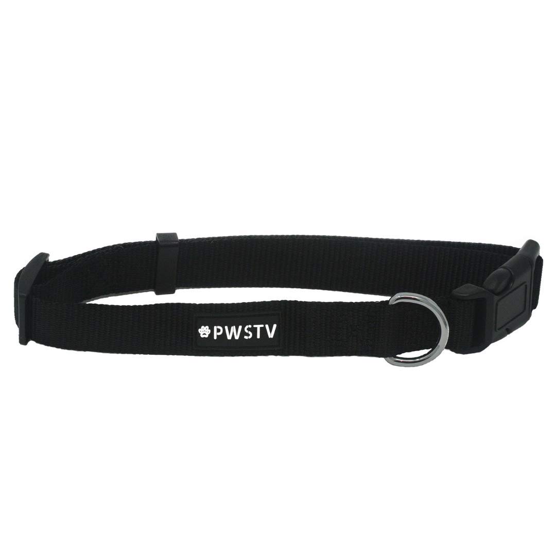 PWSTV Durable Nylon Dog Collar for Large Dogs - Adjustable Black Puppy Collar by The Pawsitive Co. (Buy a Collar, Feed a Dog) - Perfect for Daily Walks, Training & Outdoor Adventures