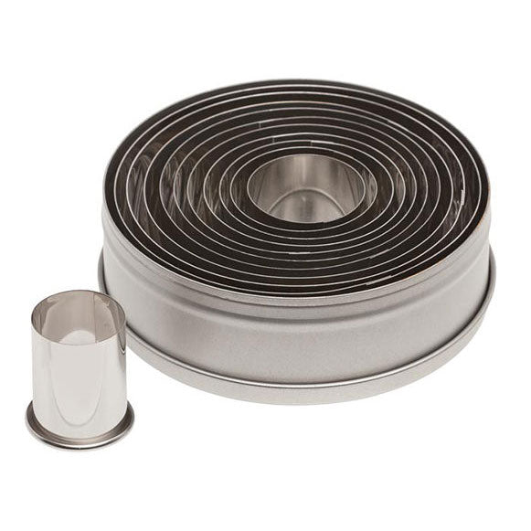 Ateco 11-Piece Stainless Steel Plain Round Cookie Cutter Set - Perfect for Baking, Cake Decorating, and DIY Crafts