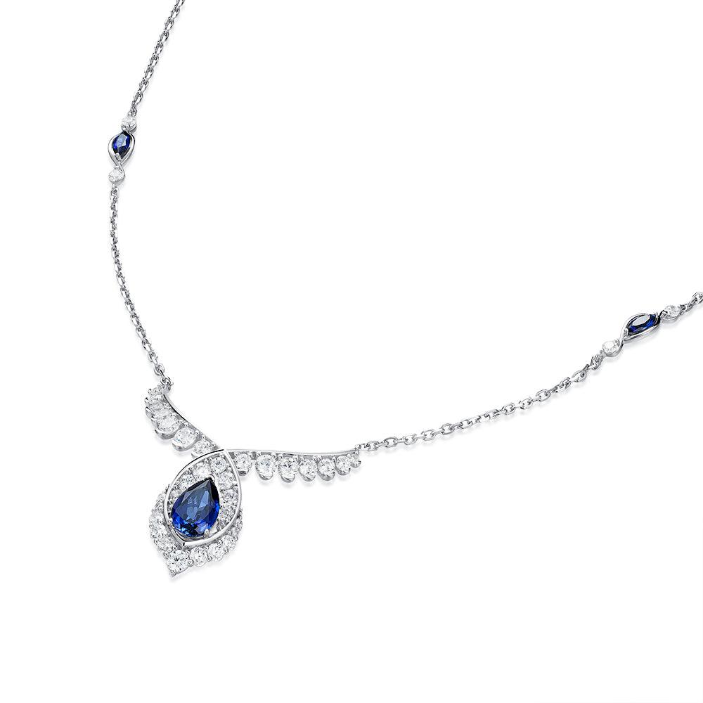 Luxury Marquise Pear Shaped Sapphire Necklace in Endless Blue - Perfect for Weddings, Anniversaries & Special Occasions