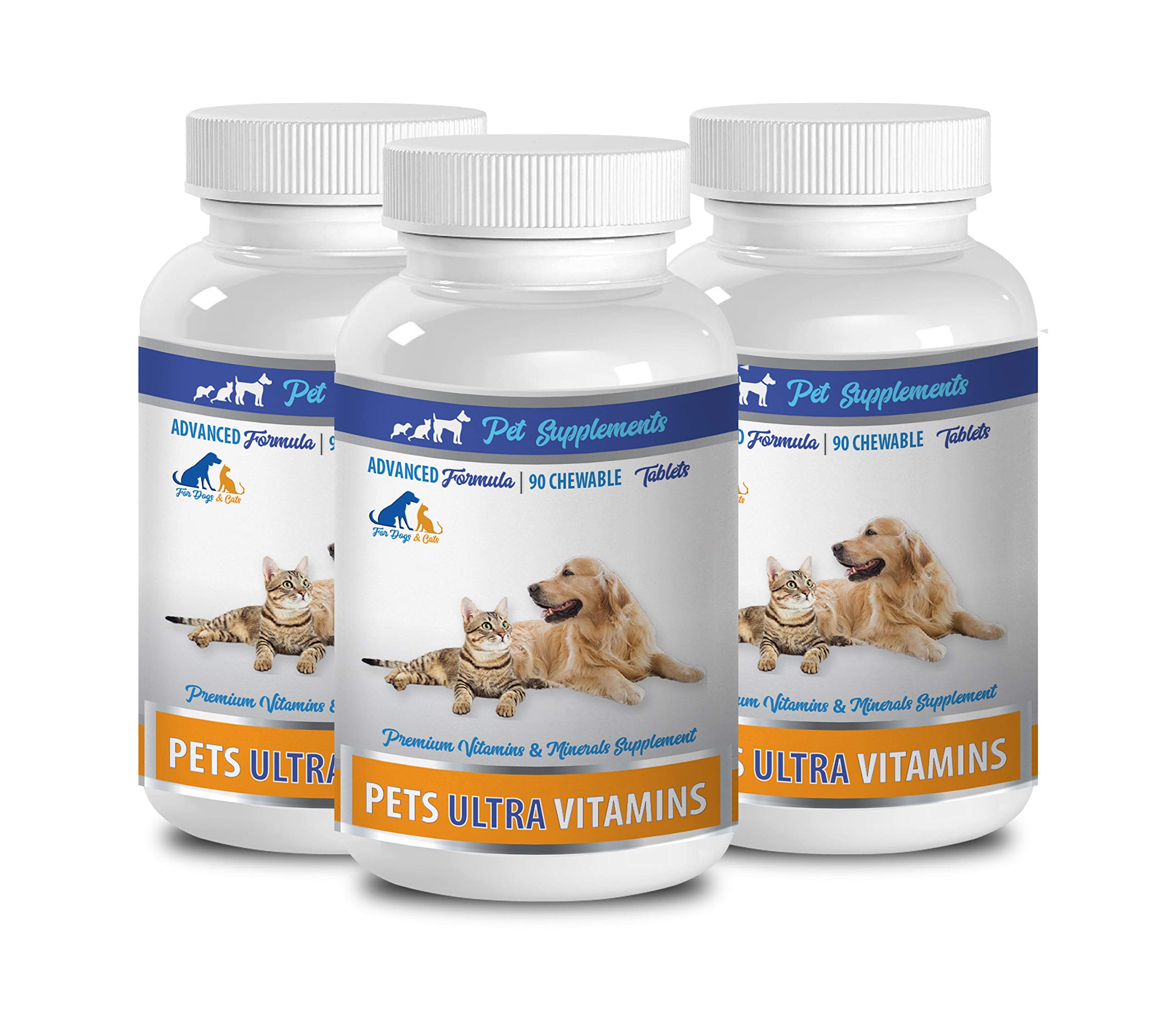 Premium Dog Muscle Supplement with Ultra Vitamins - Immune & Coat Health Booster for Dogs & Cats - 270 Calcium Chews (3 Bottles) - Ideal for Active Pets & Joint Support