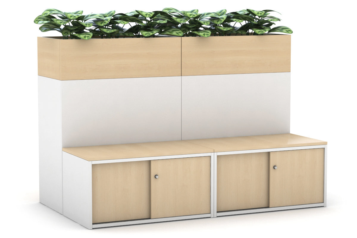8-Door Booth Seat with Planter Box - Silver Handle for Restaurants, Cafes & Outdoor Dining Areas