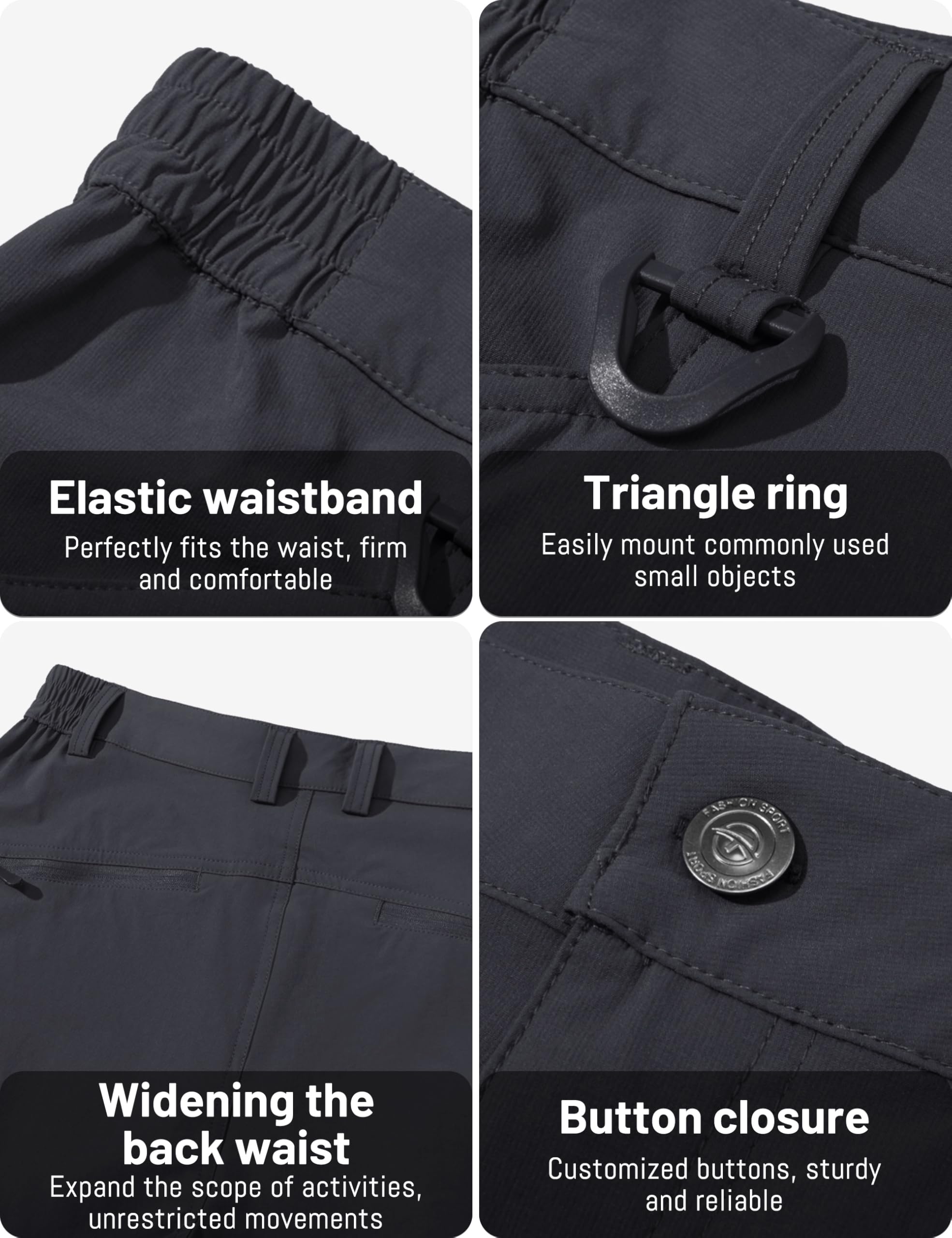 TACVASEN Men's Lightweight Hiking Tactical Pants - Waterproof Quick Dry Cargo Work Pants with 8 Pockets for Outdoor, Camping & Rainy Weather Activities