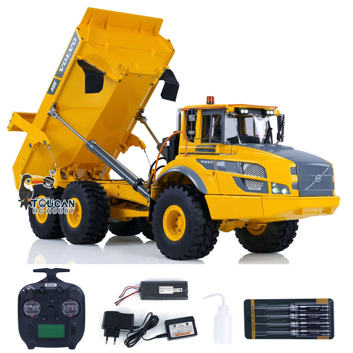 Double E A40G 1/16 Scale Hydraulic RC Articulated Dump Truck - Metal Construction, Ready-to-Run (RTR) Radio Controlled Construction Vehicle - Perfect for Hobbyists, Construction Enthusiasts & Off-Road RC Racing