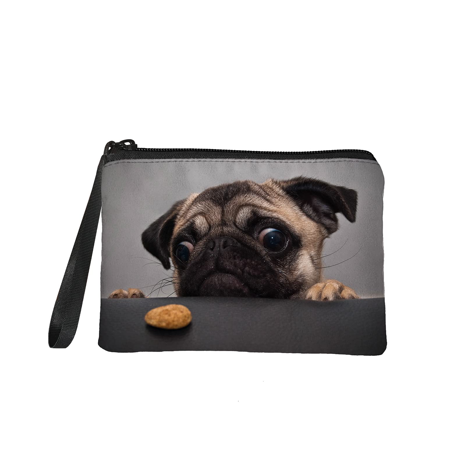 3D Pug Dog Print Small Coin Purse for Women & Girls - Fashion Zipper Wallet for Change & Cash - Perfect for Parties, Shopping & Everyday Use