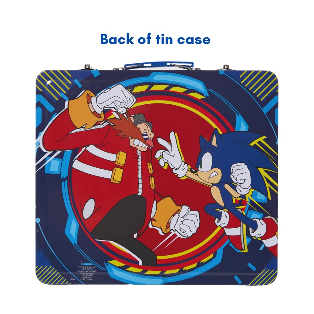 Sonic The Hedgehog Deluxe Kids Activity Set - 200+ Pieces with Carrying Tin, Coloring Pages, Stickers & Art Supplies | Creative Play, Travel Toys & Birthday Gifts for Boys & Girls