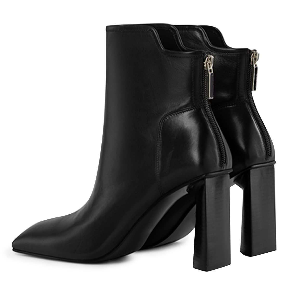 XYD Women's Chunky Heel Ankle Boots - Leather Retro Square Toe Dress Shoes with Back Zipper for Office, Party & Evening Events | Comfortable Block Heels for Work & Night Out