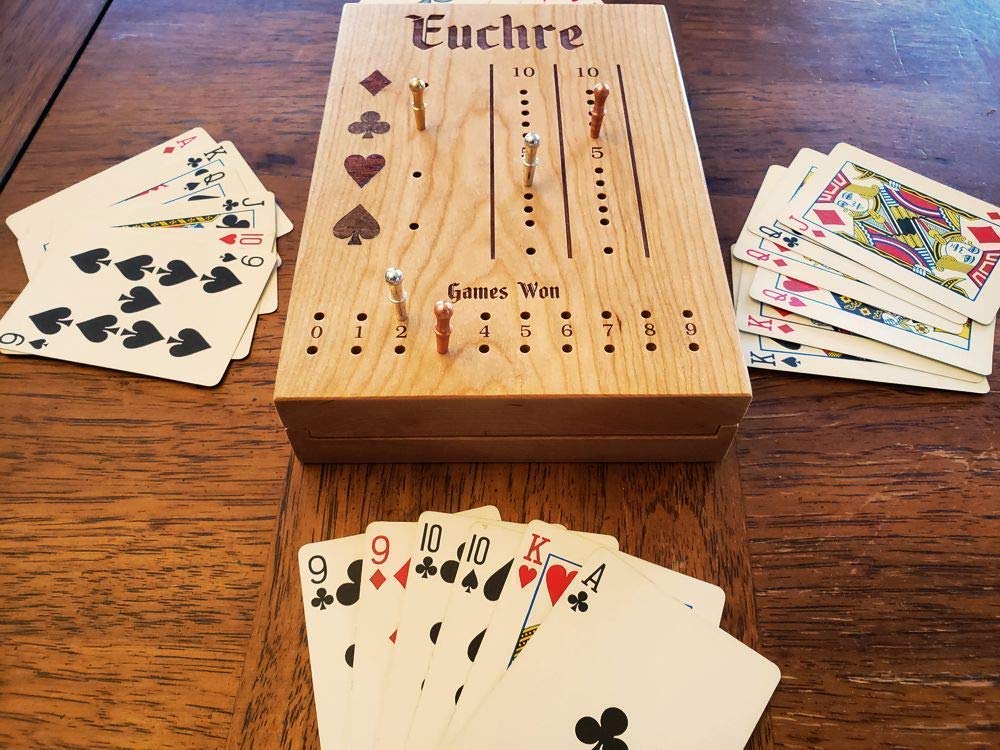 Premium Deluxe Euchre Scoreboard - Portable Travel Card Game Score Keeper for Family Game Nights, Camping Trips & Casino-Themed Parties