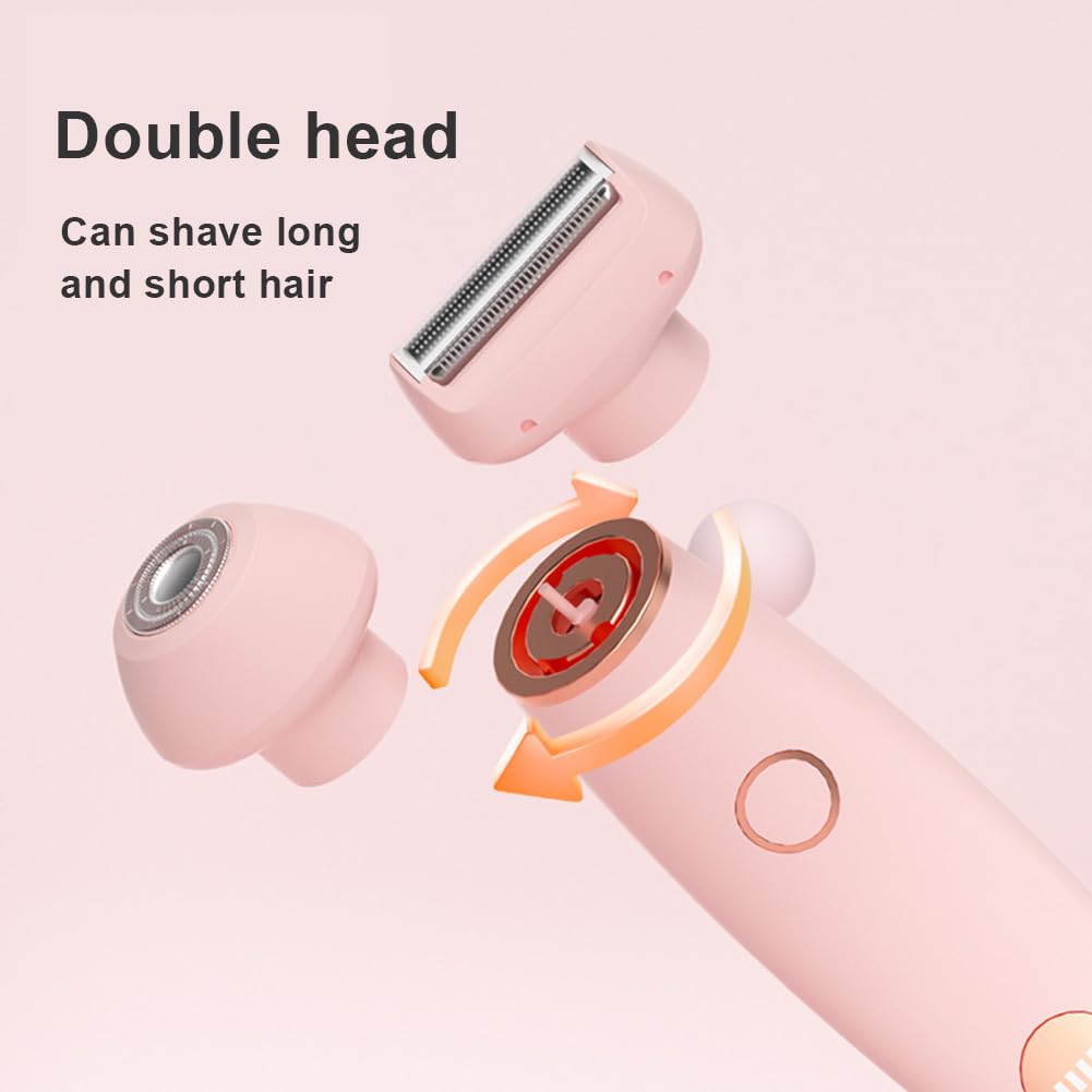 Velvix Smooth Shave Razor for Women - 2 in 1 Electric Shaver & Trimmer, Rechargeable & Waterproof Wet/Dry Use - Portable Pink Razor for Travel & Gym - Perfect for Smooth Legs, Underarms & Bikini Line