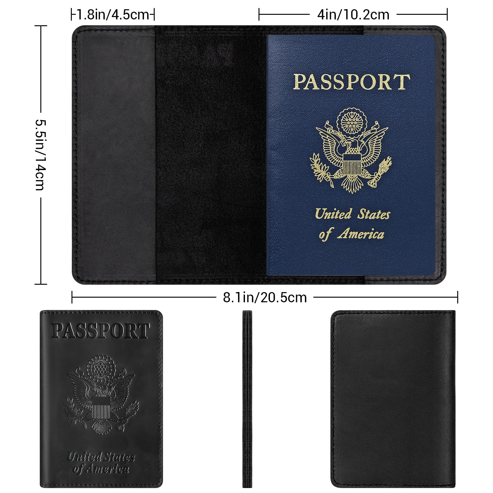 Premium RFID Blocking Leather Passport Holder - Luxury Travel Wallet for Men & Women with Document Organizer (Black) | Perfect for International Trips, Business Travel & Vacation Essentials
